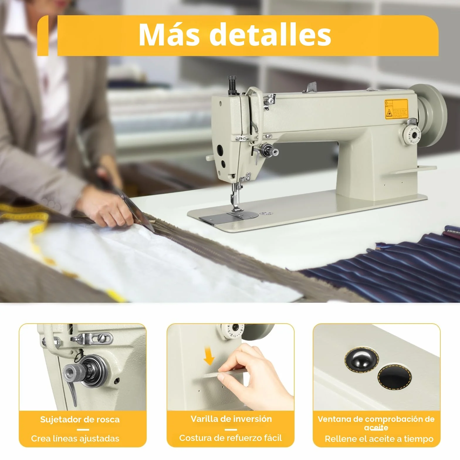Máquina de coser de cuero, máquina de coser pesada, adecuada para coser materiales pesados, con lubricación automática