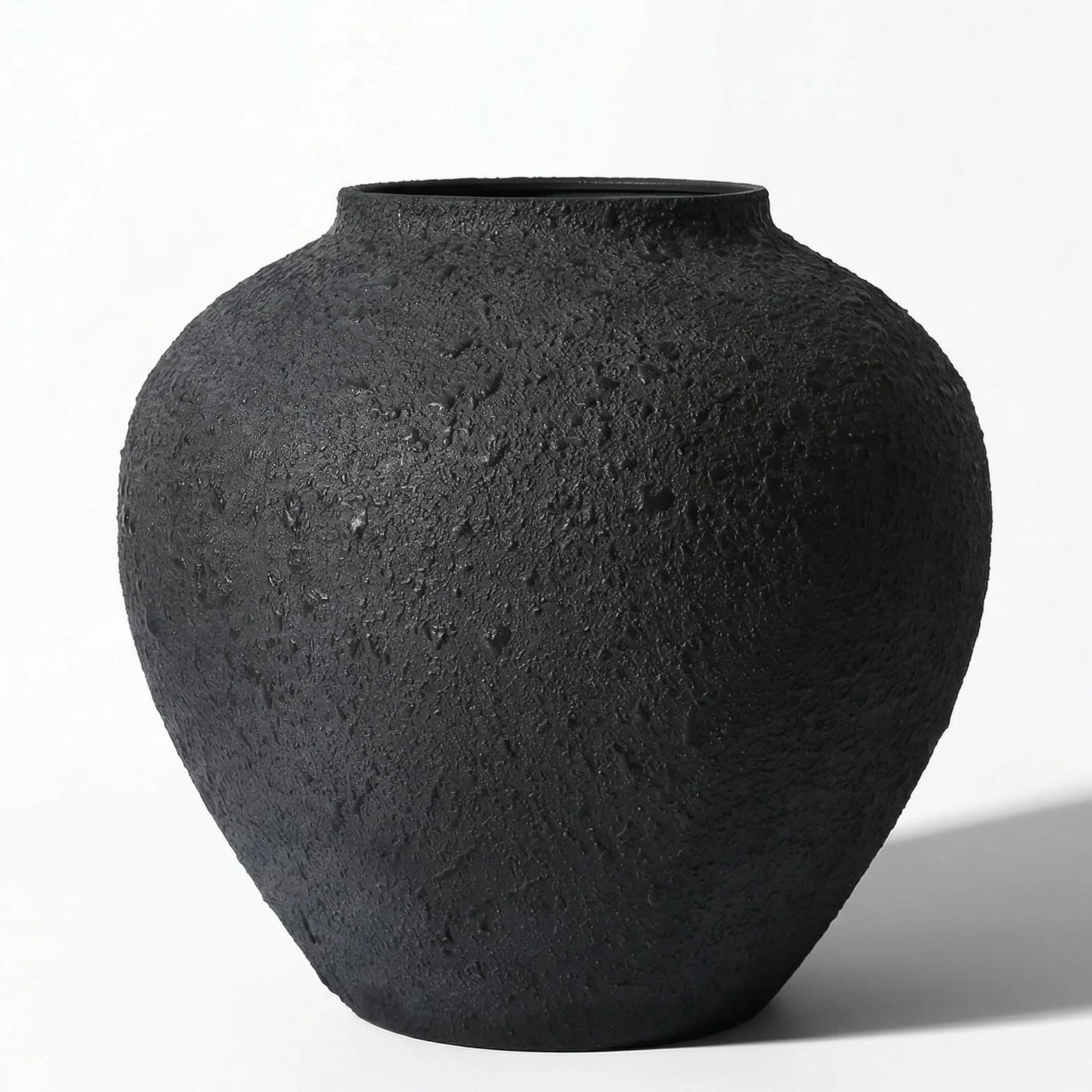 Jarrón redondo grande negro de 11 pulgadas para flores, metal rústico | Jarrón grande de hierro mate para centro de mesa moderno de granja, decoración de sala de estar, hogar