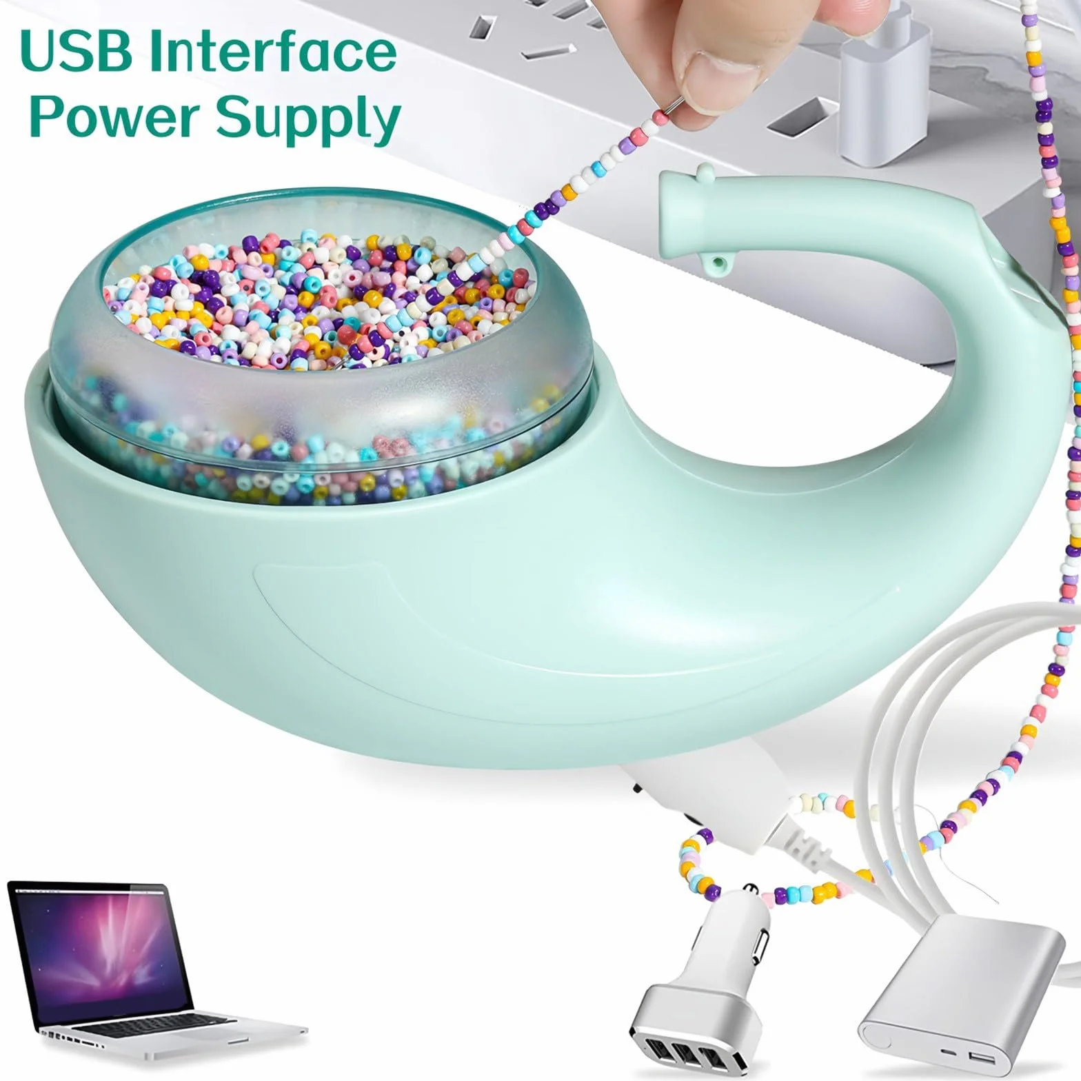 Máquina de cuentas eléctrica USB compatible con varios tamaños para aplicaciones profesionales de diseño de joyas y máquina USB para manualidades aficionadas