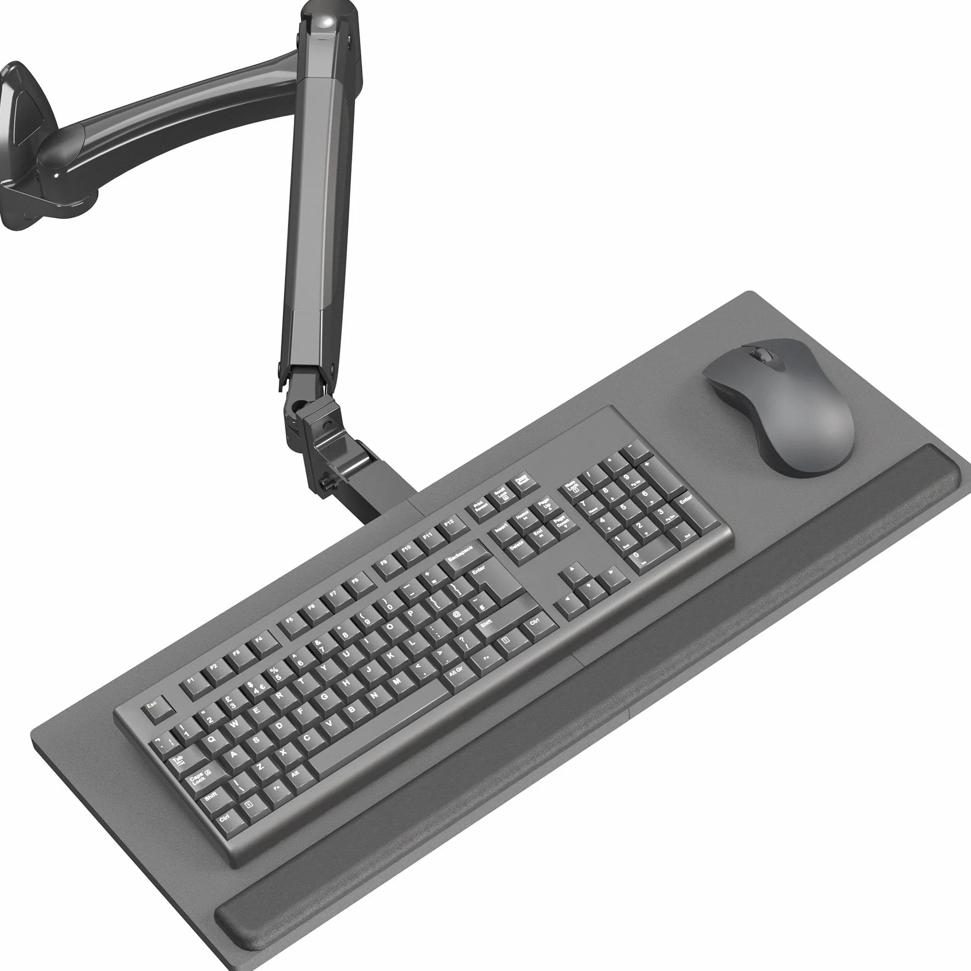 VIVO Soporte de pared para teclado y mouse con resorte neumático de 24 pulgadas, plataforma de escritura ajustable en altura de contrapeso, inclinación ergonómica, negro, MOUNT-KB35B