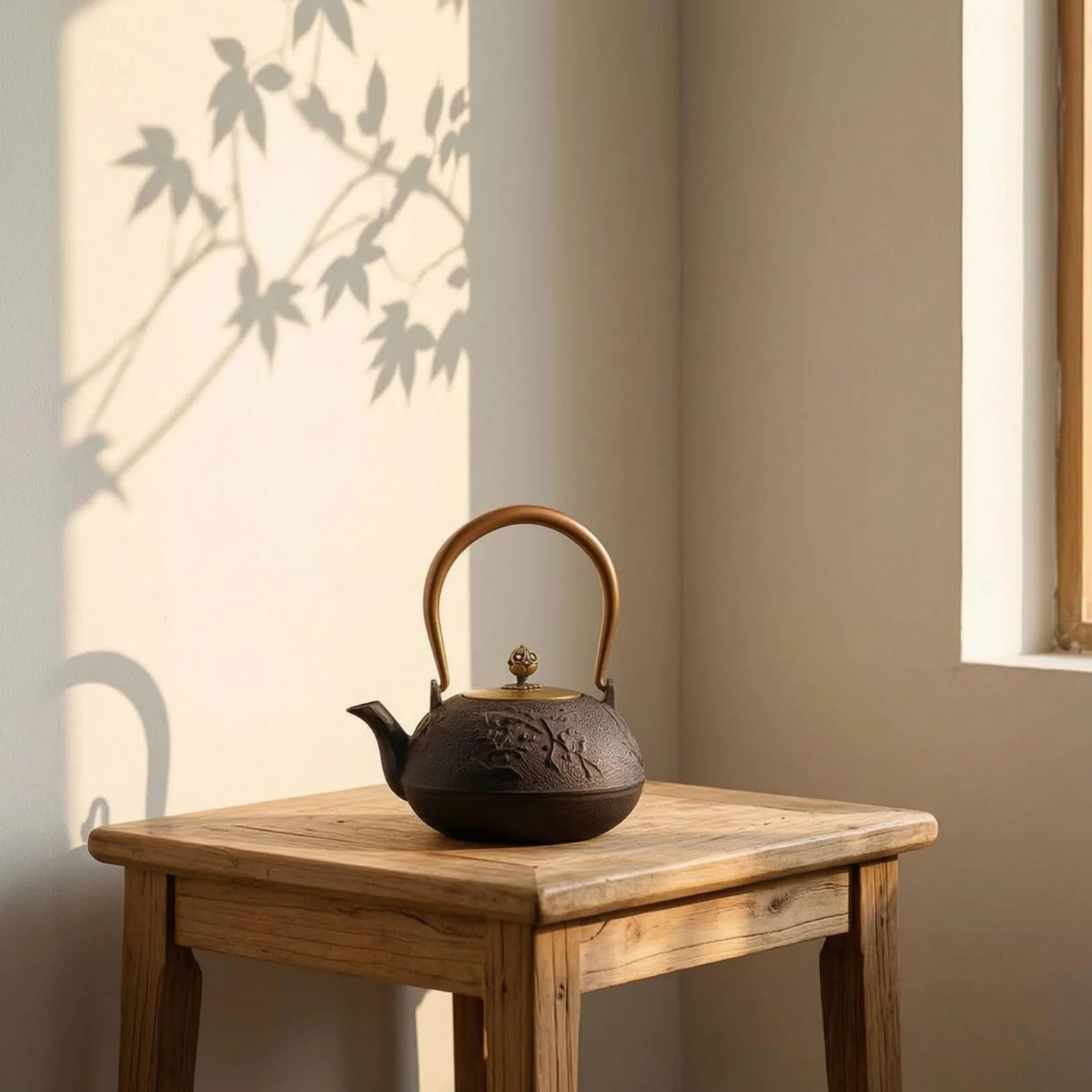 Tetera Hierro Fundido con Cesta para Infusiones Japonesa Tetera con Cesta para Infusiones Creativa Aficionados Al Té, Black, Chunsemanyuan