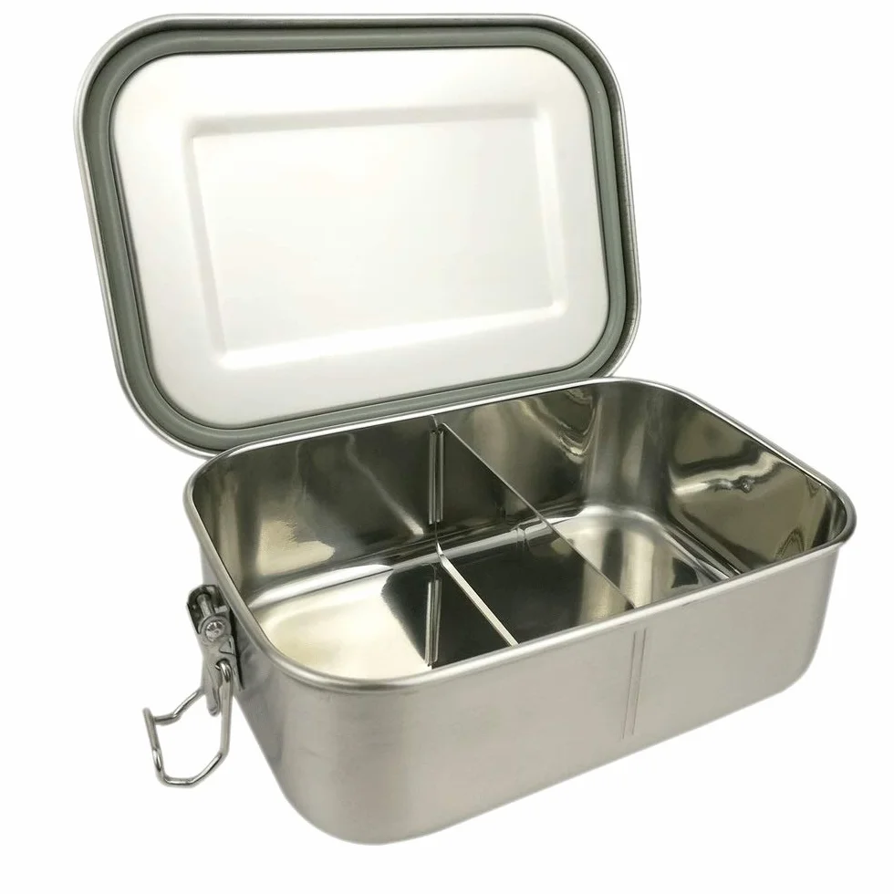 fiambrera, Fiambrera de acero inoxidable 304 una sola capa for adultos, sellada, a prueba fugas, rectangular con(1200L)
