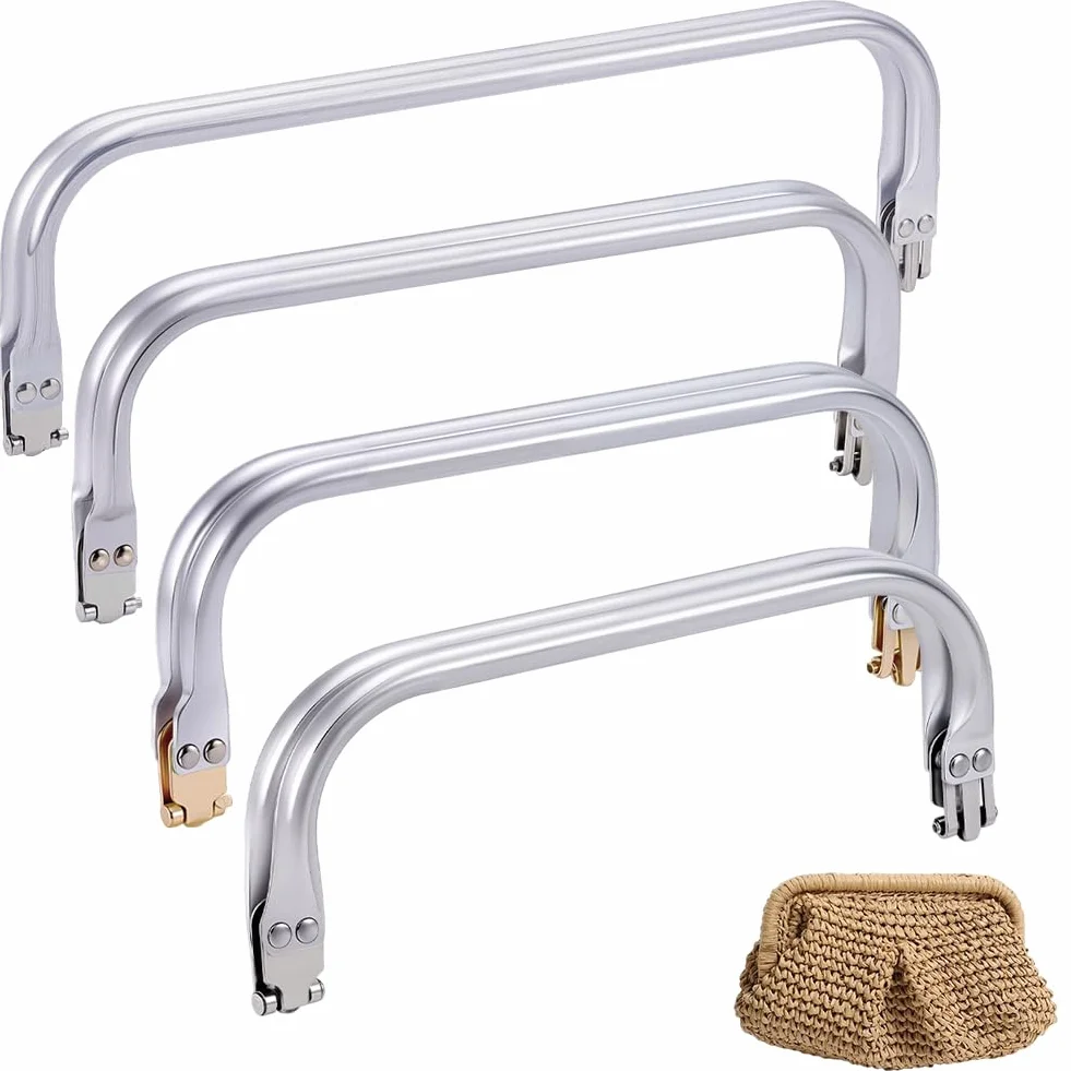 Beebeecraft 4 Piezas Cierres Tipo U Asas para Bolsos Crochet, Metalicas 20/22/25/30cm