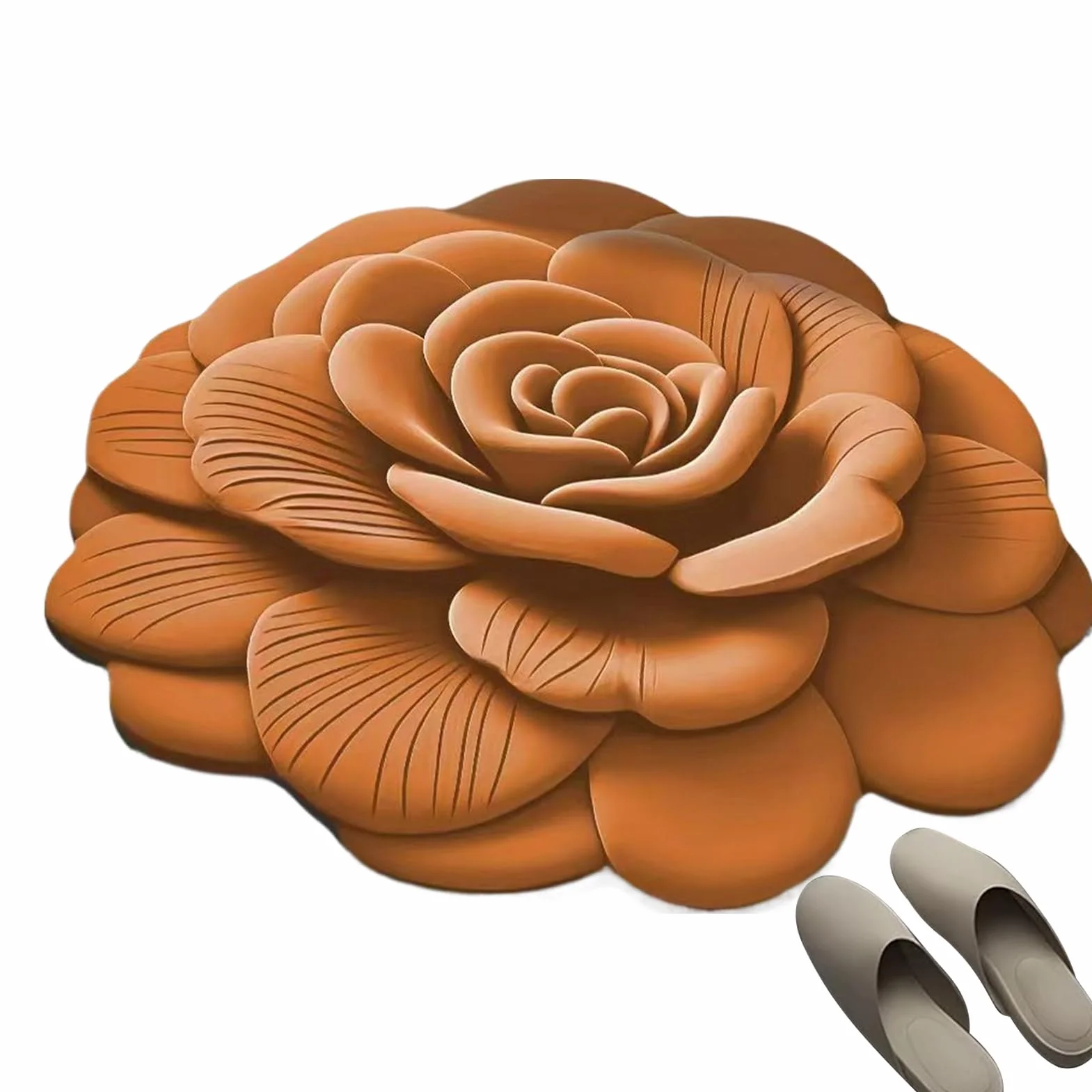 Alfombra De Baño Antideslizante De Felpa Suave Estampado Floral 3D | Felpudo Reutilizable para Entrada Pasillos Puertas