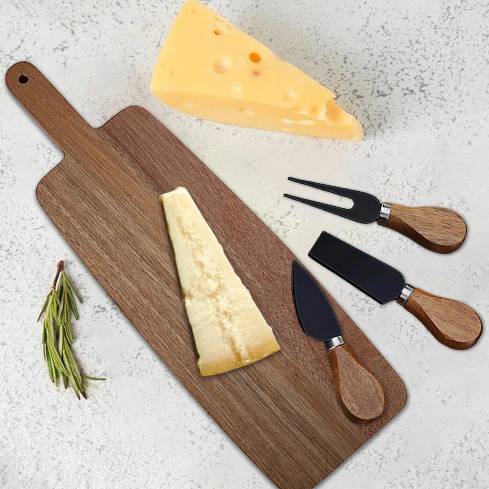Juego de tablas de queso de madera con asas para cortar cocina y embutidos