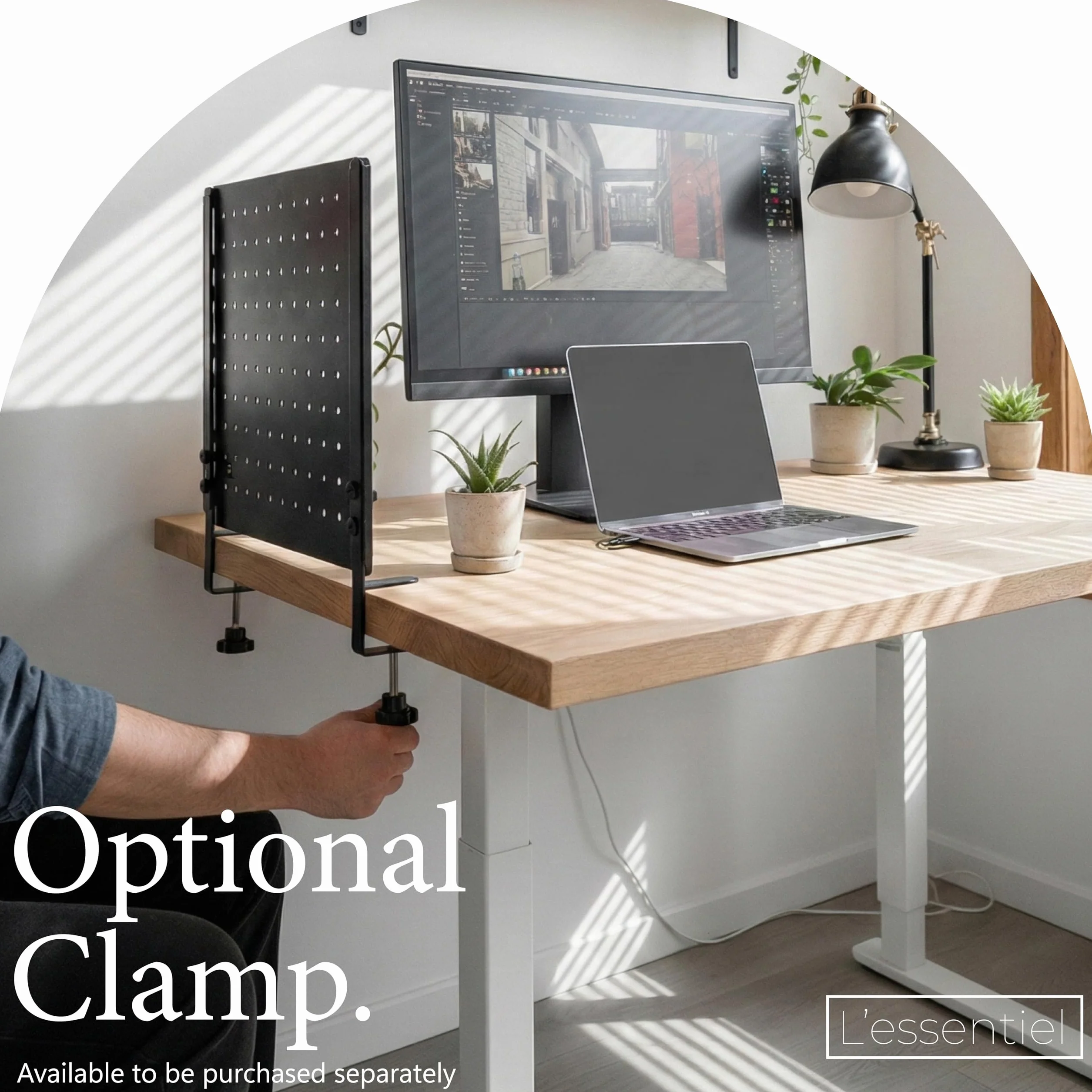 L'essentiel Tablero de clavijas de metal independiente para el hogar y la oficina con accesorios y soporte (negro, 37 x 37 cm)