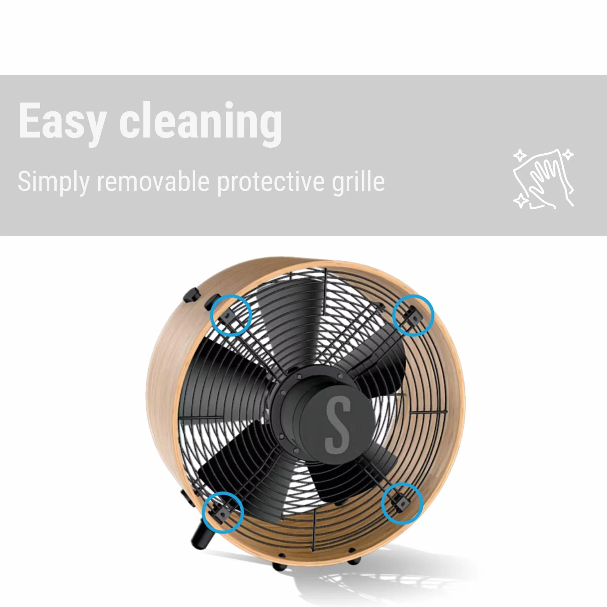 Stadler Form ventilador Otto, hecho de bambú, con 8 velocidades, ideal para el verano y adecuado para el dormitorio, sala de estar y oficina, fácil de limpiar, 50 vatios