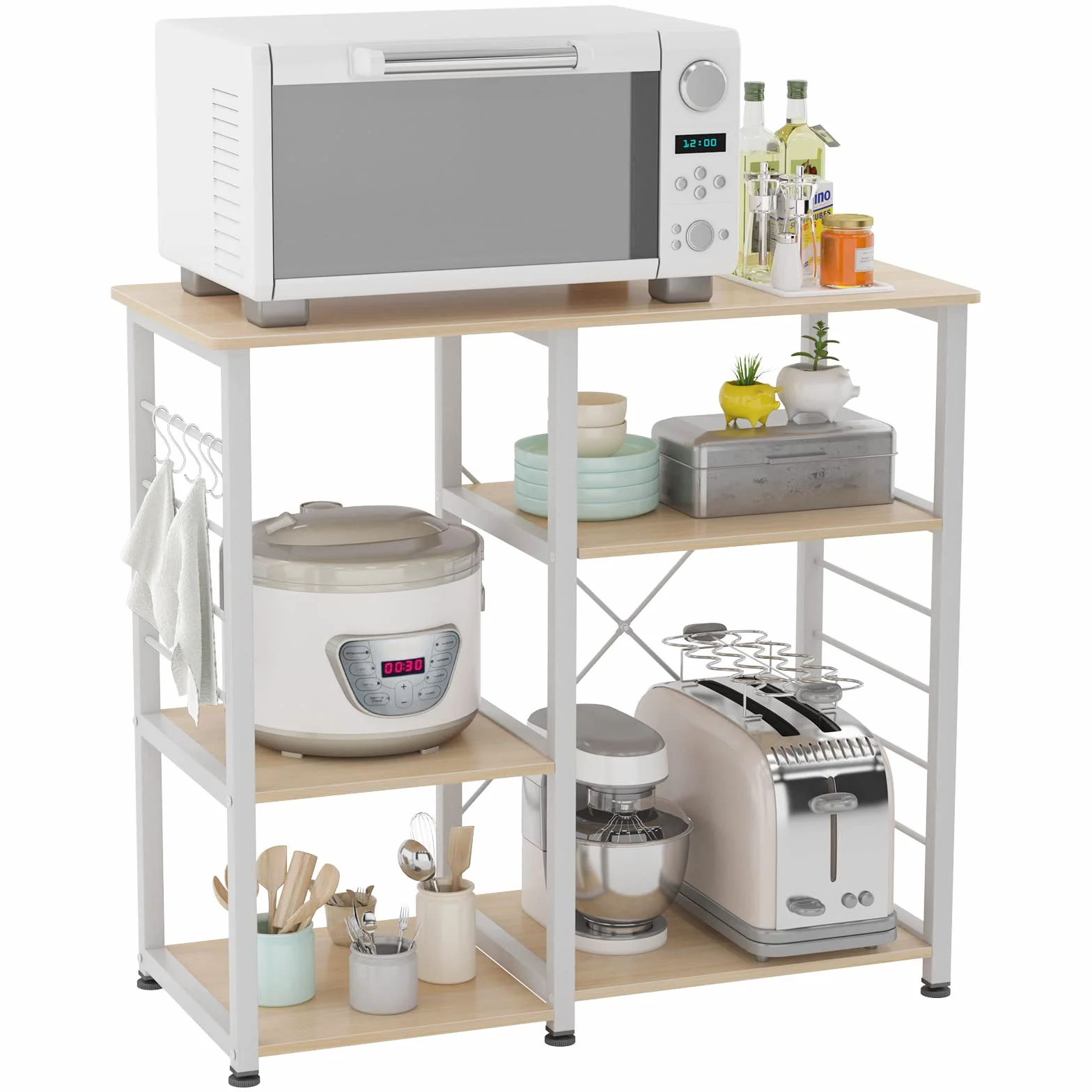 SogesHome Estante de Almacenamiento para Isla de Cocina, Horno, Armario de Cocina, Estante Organizador de estación de Trabajo, 90 x 40 x 83 cm
