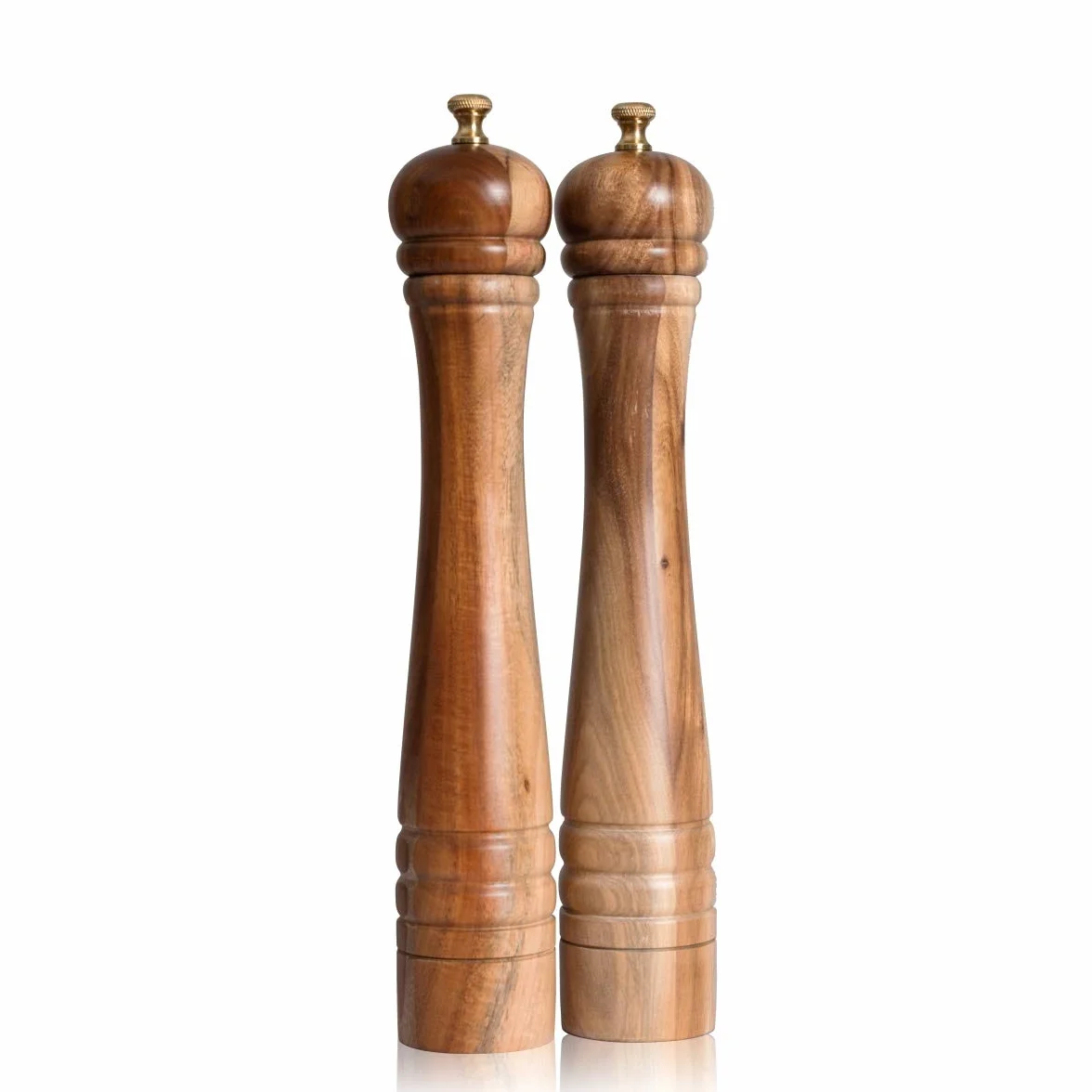 Molinillo de Pimienta y Sal. Molinillo de cerámica y acero inoxidable duro y ajustable. Madera de acacia, Altura de 30cm