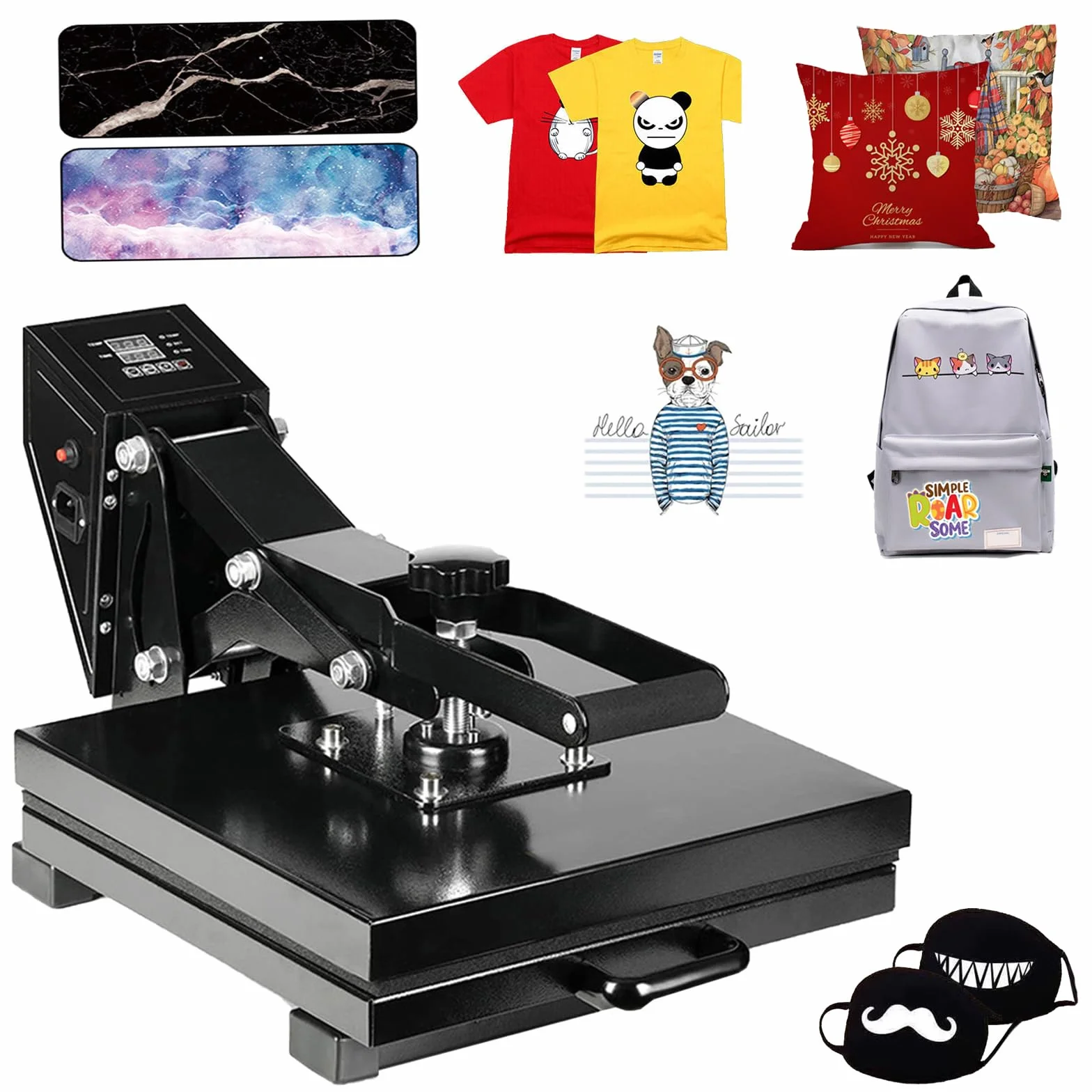 Prensa de transferencia digital de 38x38 cm y 1400 W, para transferir diseños y obras de arte en camisetas, bolsas de lienzo, alfombrillas de ratón de 15"x15"