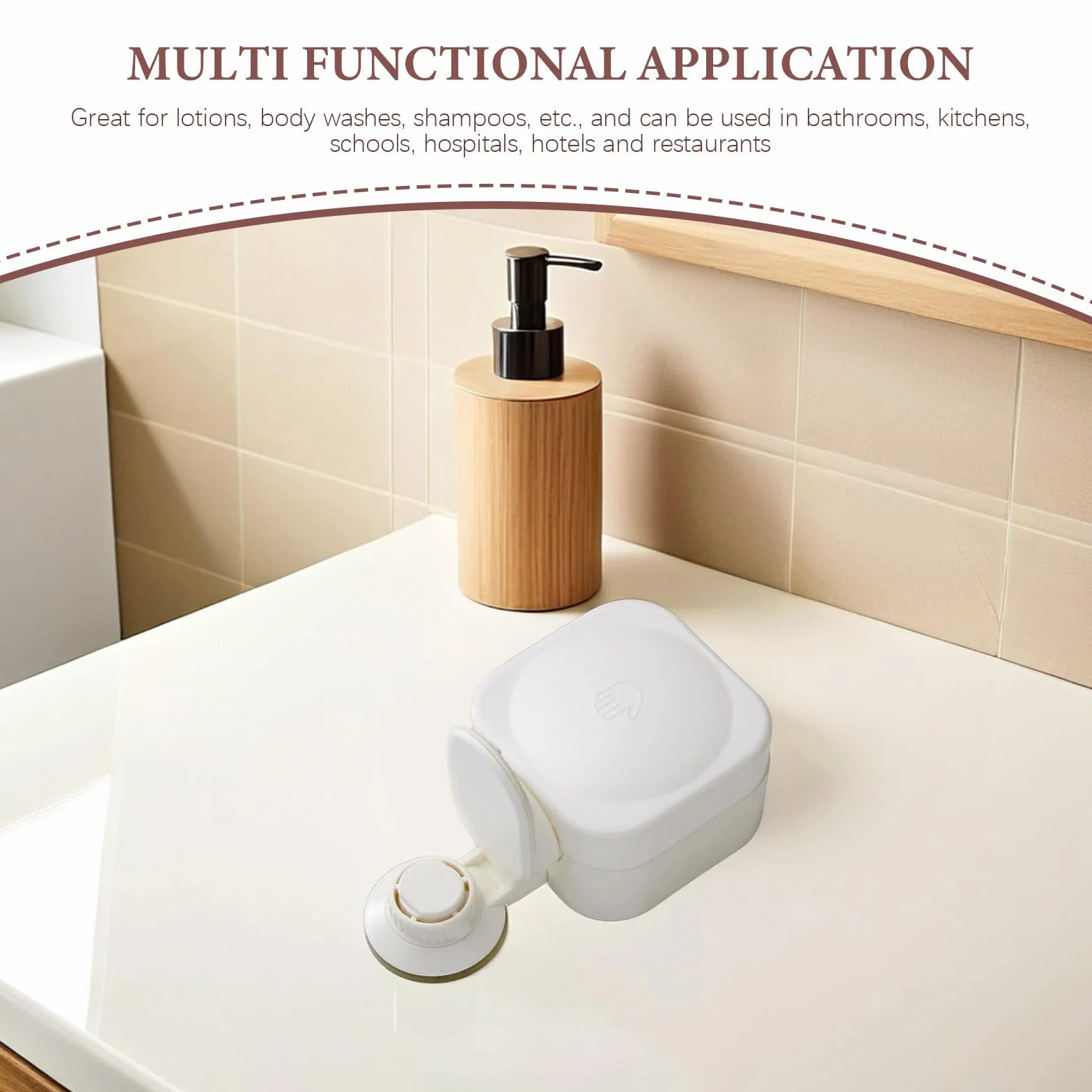 Dispensador de Jabón Líquido para Baño Ventosa, Fácil de Presionar y Dispensación Uniforme, Material Abs Blanco para Baños y Escuelas