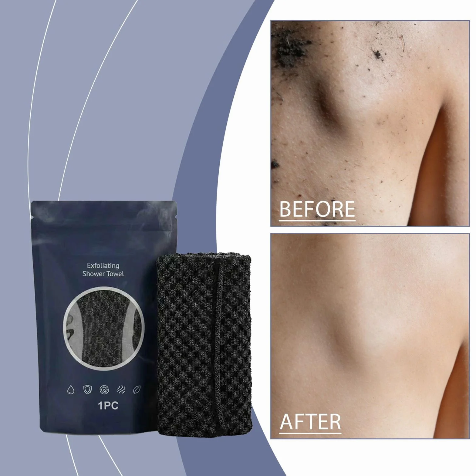 Toalla de ducha de secado rápido 8.66 x 39.37 pulgadas fibra transpirable exfoliante
