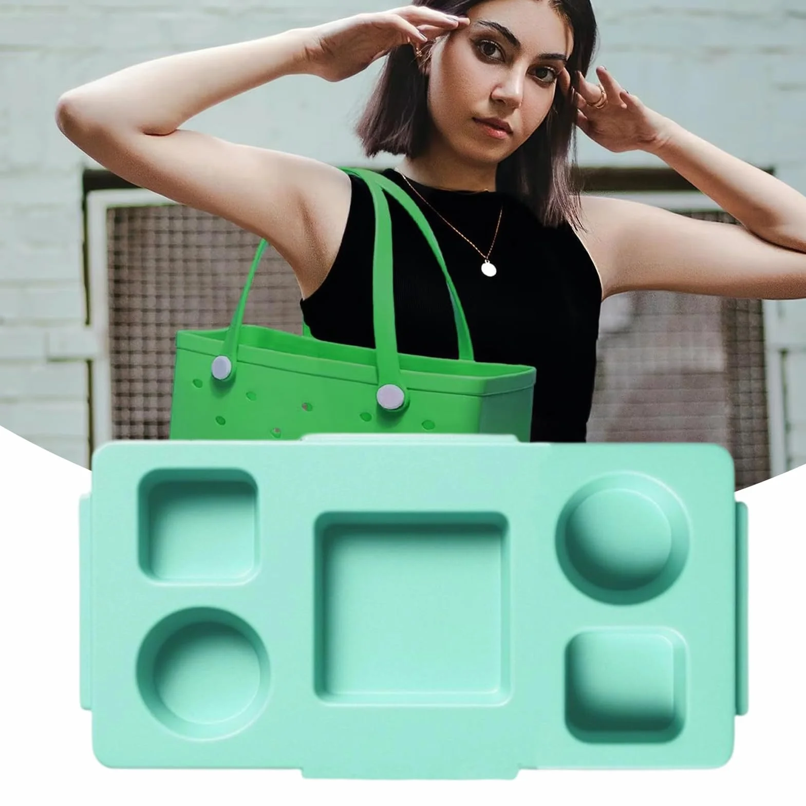 Bolsa de playa para bebidas y aperitivos, bandeja de EVA portátil para bebidas y aperitivos con soporte de teléfono de configuración rápida para uso en exteriores