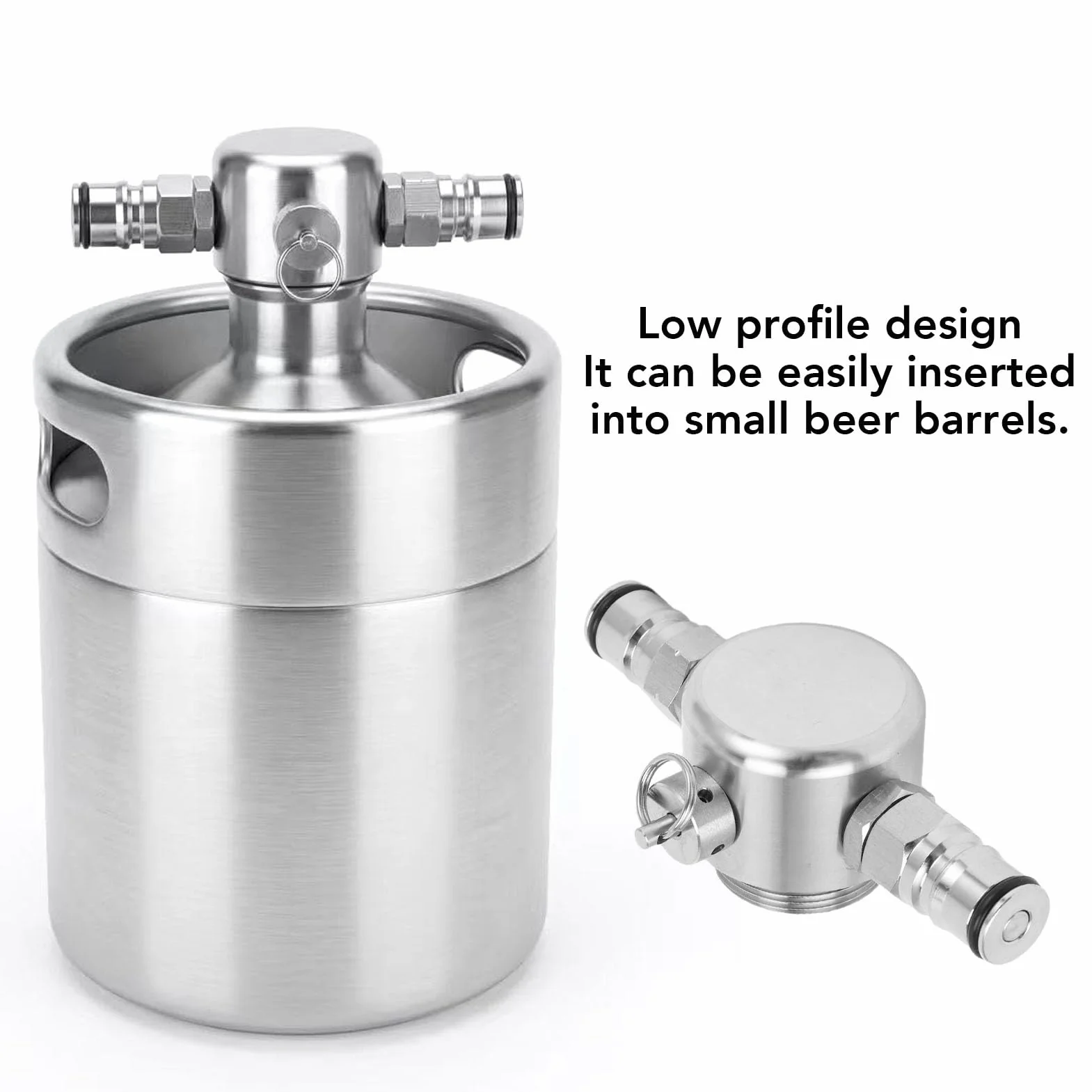 Naroote Lanza de Barril de Cerveza de Acero Inoxidable Lanza Dispensadora de Cerveza con Cerradura de Bola Doble de Acero Inoxidable 304 con Válvula de Seguridad de 45 PSI Diseño de