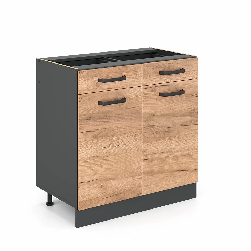 Vicco Mueble bajo de Cocina R-Line, Roble Dorado/Antracita, 80 cm sin encimera