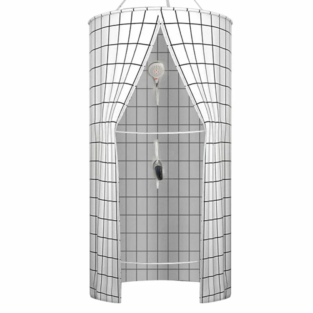 Cortina de Ducha Plegable y almacena en Segundos para el hogar, baño, Cortinas de Ducha de poliéster para baño, Ducha, Blanco