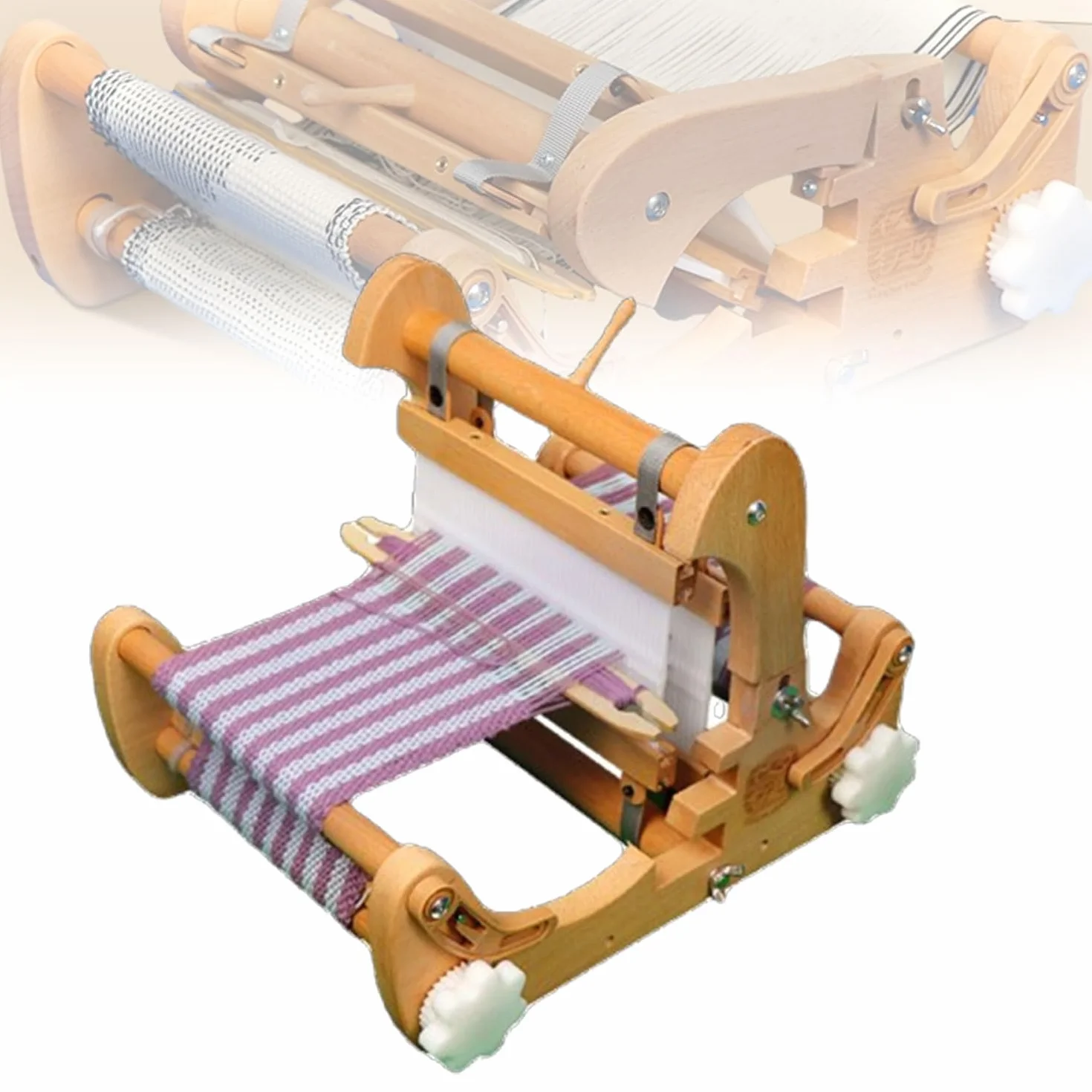 Telar De Sobremesa Plegable Portátil, Máquina De Tejer a Mano, Ancho De Tejido 200 Mm, con 4 Tipos De Lisos Rígidos, Juego De Telar para Bufandas, Manteles Pequeños, Tapetes De Té