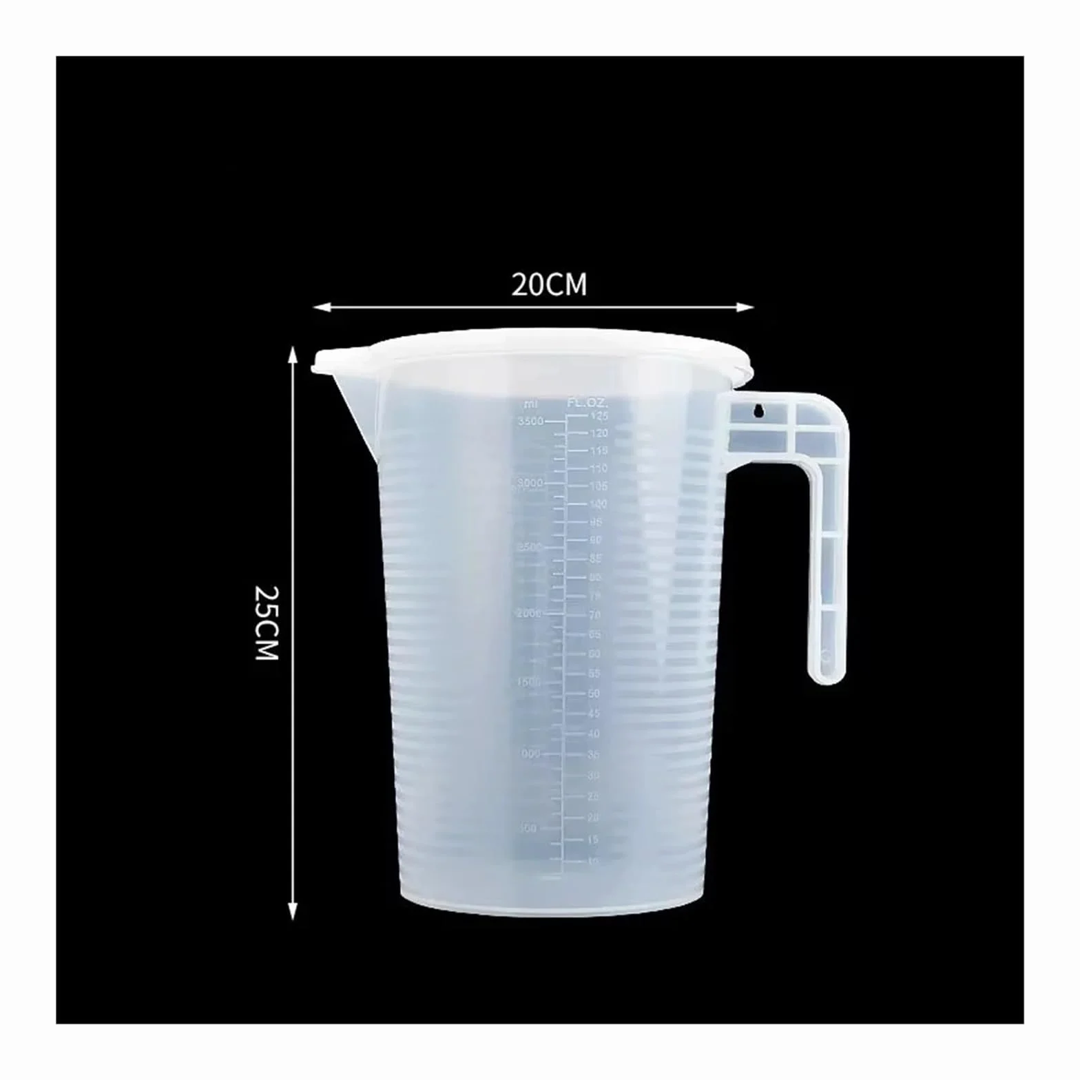 Vaso medidor graduado de plástico de gran capacidad con tapa, vaso mezclador transparente for uso en cocina y laboratorio(3500ml(with a lid))