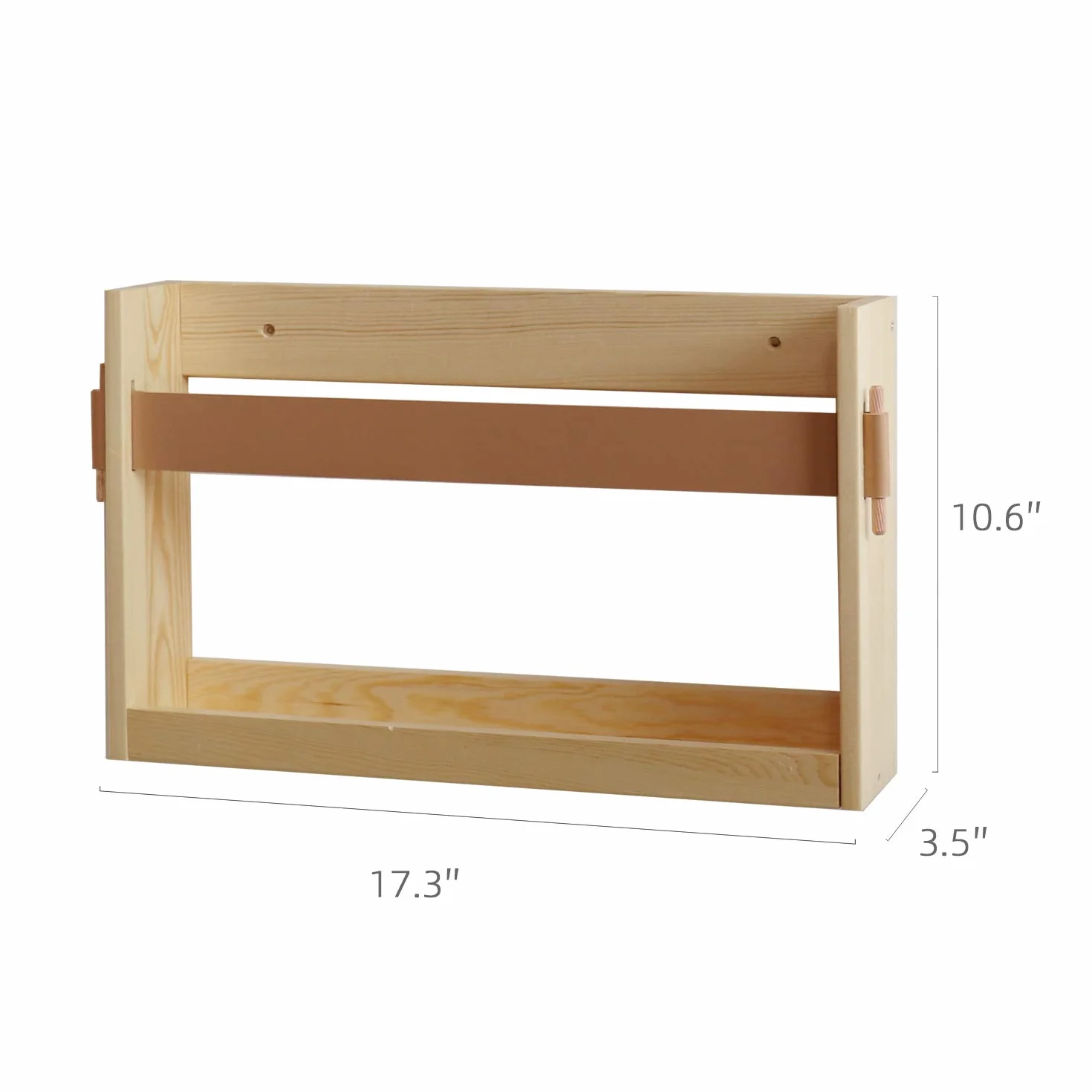 FIRADE - Revistero de pared con correa de piel sintética, revistero de madera, organizador de archivos para entrada, oficina, sala de estar, sala de espera, habitación de los niños, paquete de 2 (17.3