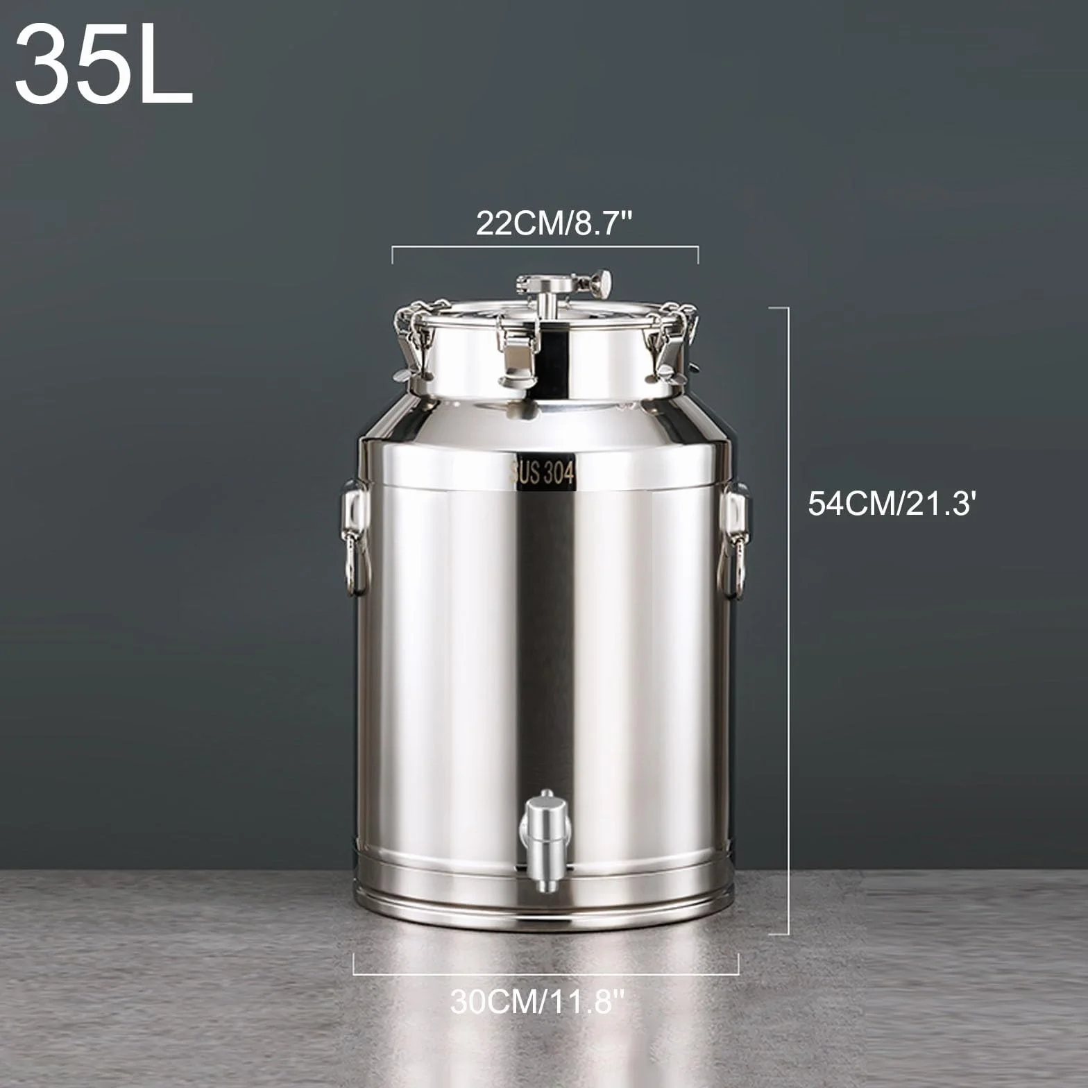 Cubo de fermentación de acero inoxidable 304 con cierre de aire, kit de preparación casera resistente para cerveza y vino, recipiente hermético de almacenamiento de alimentos, a prueba de fugas y