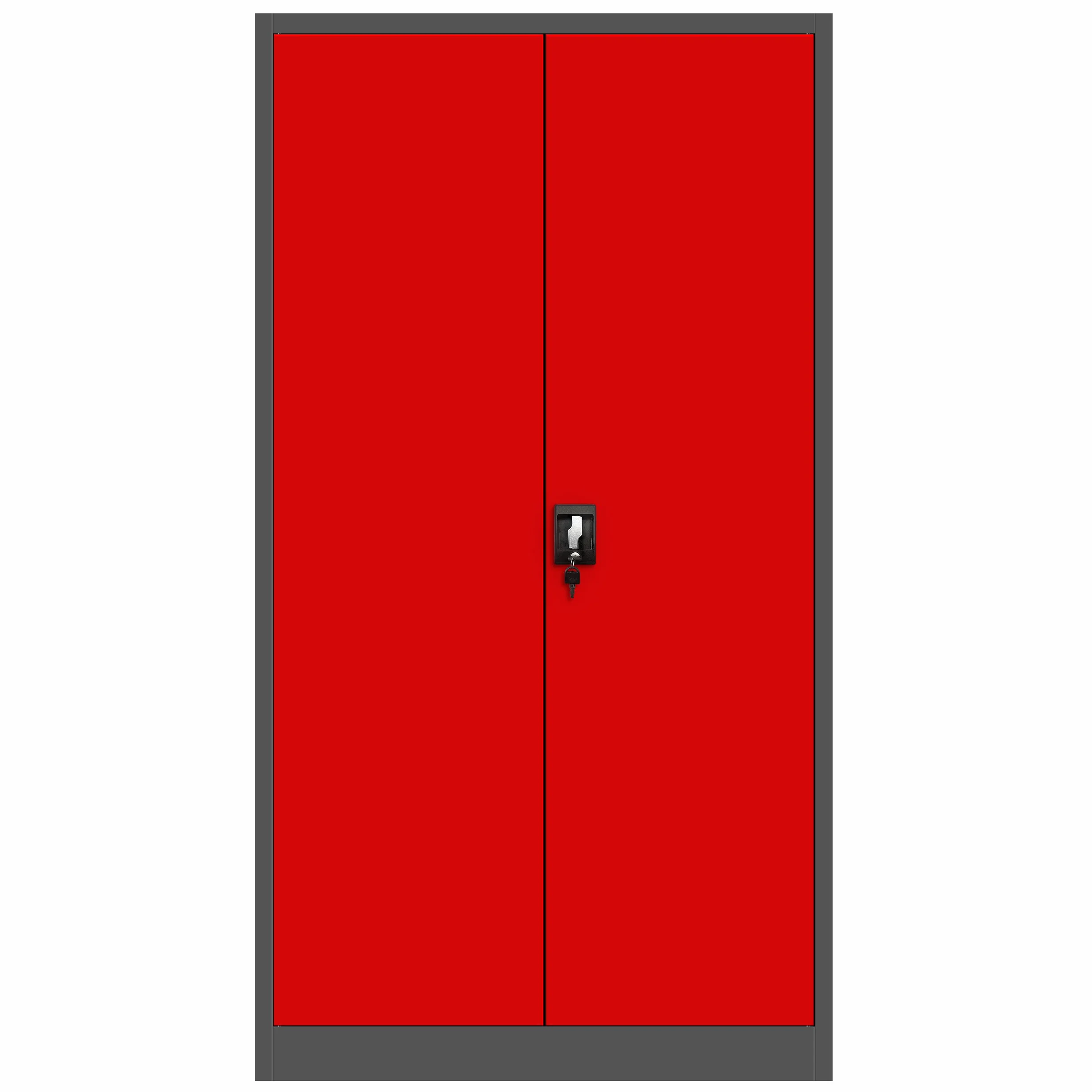 Jan Nowak Juego de 4 Armario de Oficina Archivador Armario de Herramientas Metálico 4 Estantes con Recubrimiento de Polvo Se Puede Cerrar 195 cm x 90 cm x 40 cm (Antracita-Rojo)