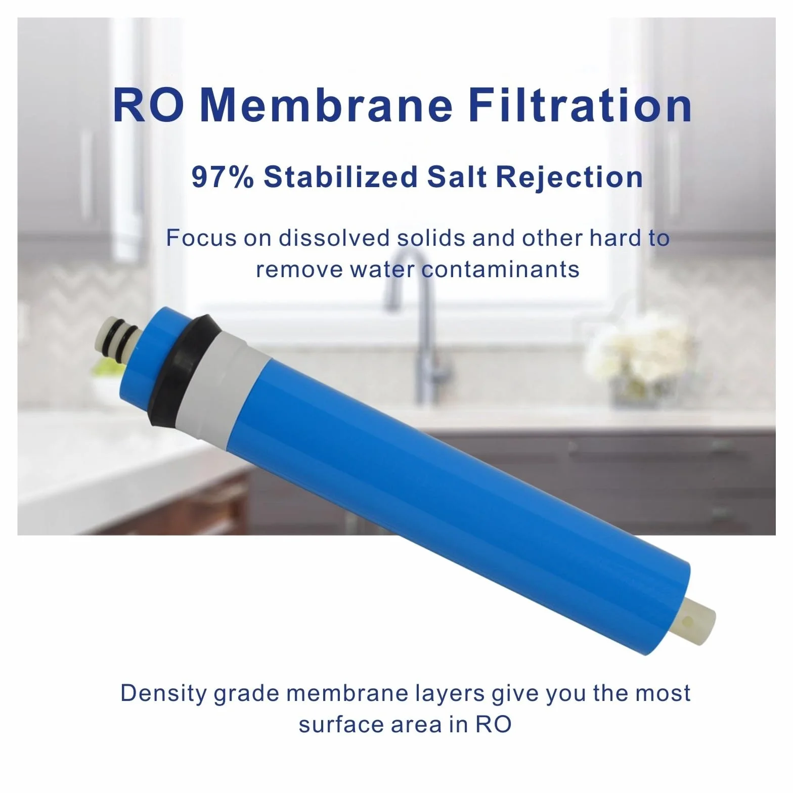 Membrana de ósmosis inversa de 50 GPD compatible con el filtro de repuesto del sistema AC-30 y AC50 Debajo del fregadero