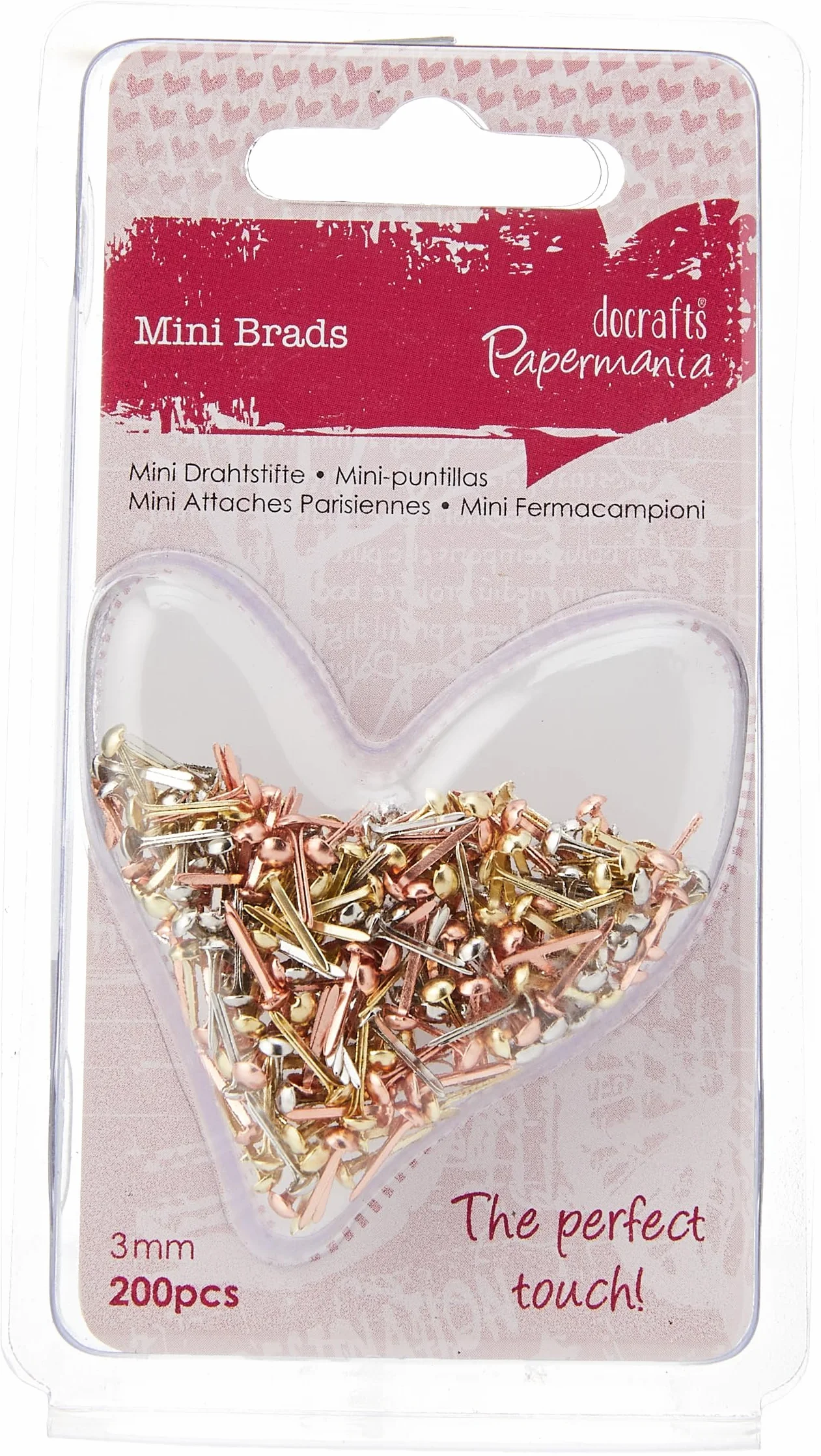Papermania Docrafts Mini Clavos metálicos, Brillo Surtido (Paquete de 200)