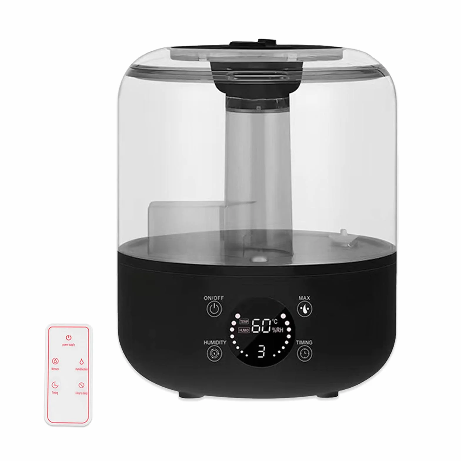 Humidificador para dormitorio, niebla fría ultrasónica de 3 litros con control remoto, difusor de aceite esencial, temporizador de apagado automático de seguridad, boquilla de rotación de 360°, tamaño