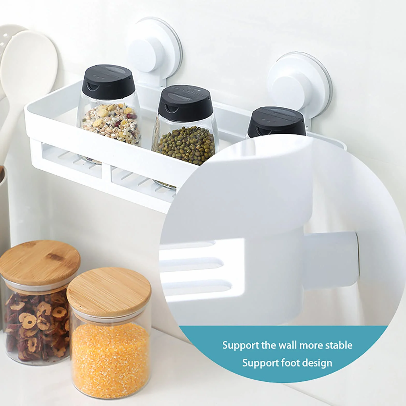 Estantes de baño exquisitos Estante de baño montado en la Pared Organizador de Cesta de Ducha Estante de Ducha Adhesivo para Pared Sin perforación para baño de Cocina