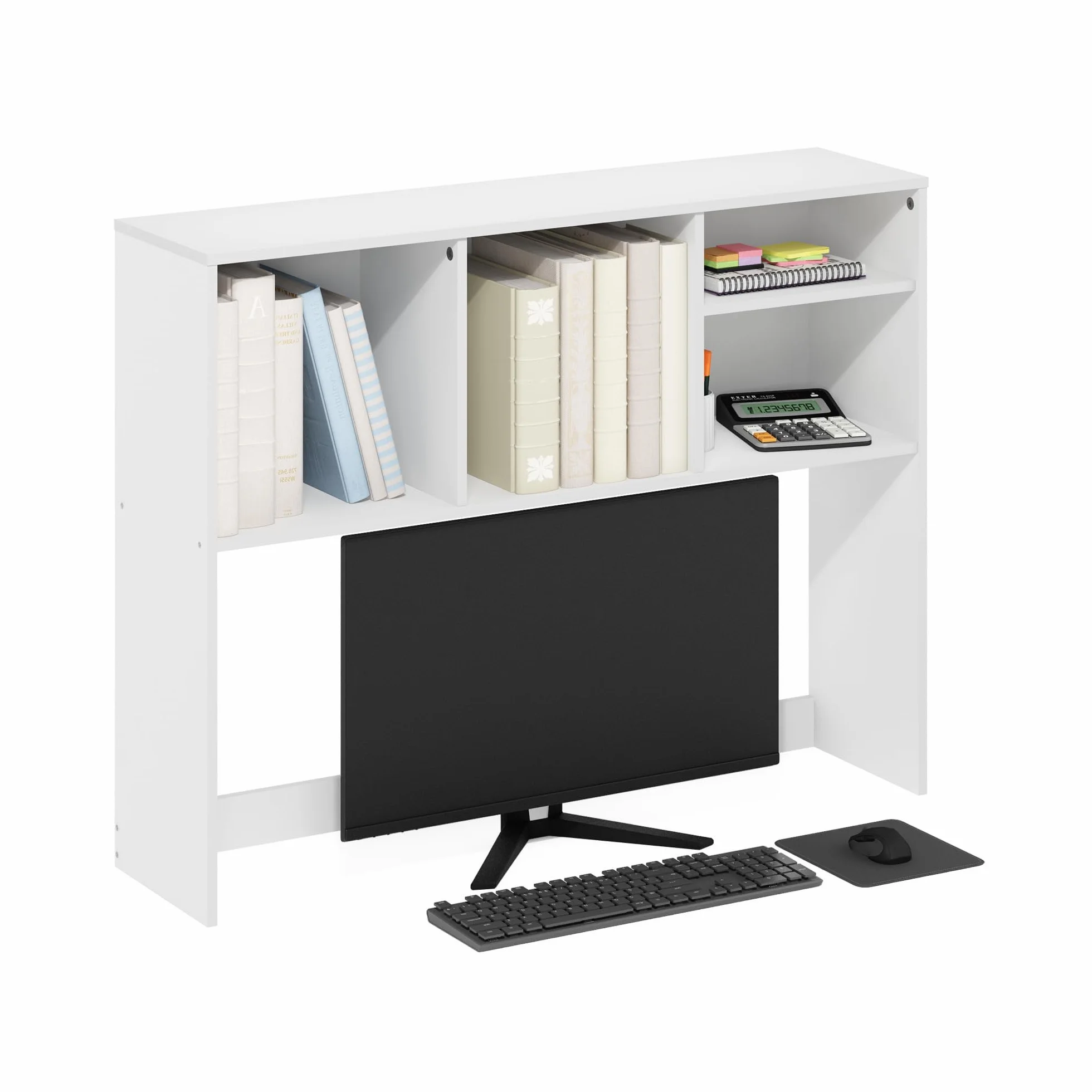 Furinno Classic Estantería De Escritorio 4 Estantes Estantería para Libros Organizador De Escritorio para Suministros Accesorios De Escritorio Color Blanco