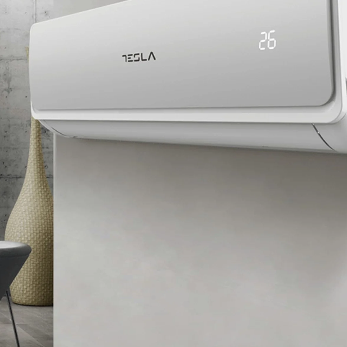Tesla Aire Acondicionado Inverter Split 3.000 Frigorías [Hasta 30m2] (12.000 BTU) - Wi-Fi, Turbo, Autolimpieza, A+++ Calor, Clase A++ Frío, Gas R32 (Blanco)