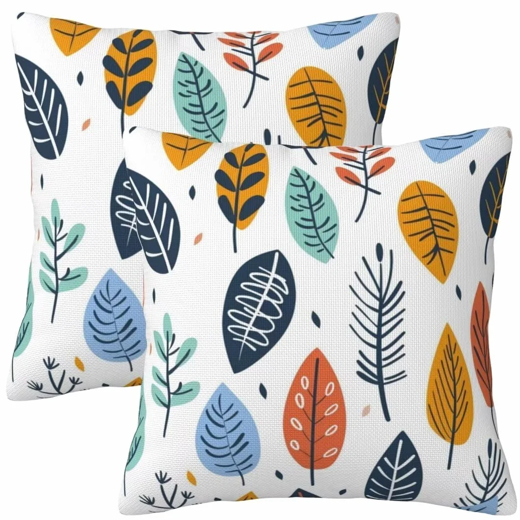 Funda Cojin 80x80 cm Fundas Cojines Minimalista 2 Piezas, Hoja Cojines Decorativos, Cuadrado Funda de Cojin, Cushion Covers Sofa Funda de Almohada, Sala de Estar Dormitorio Decoracion Hogar 32x32In