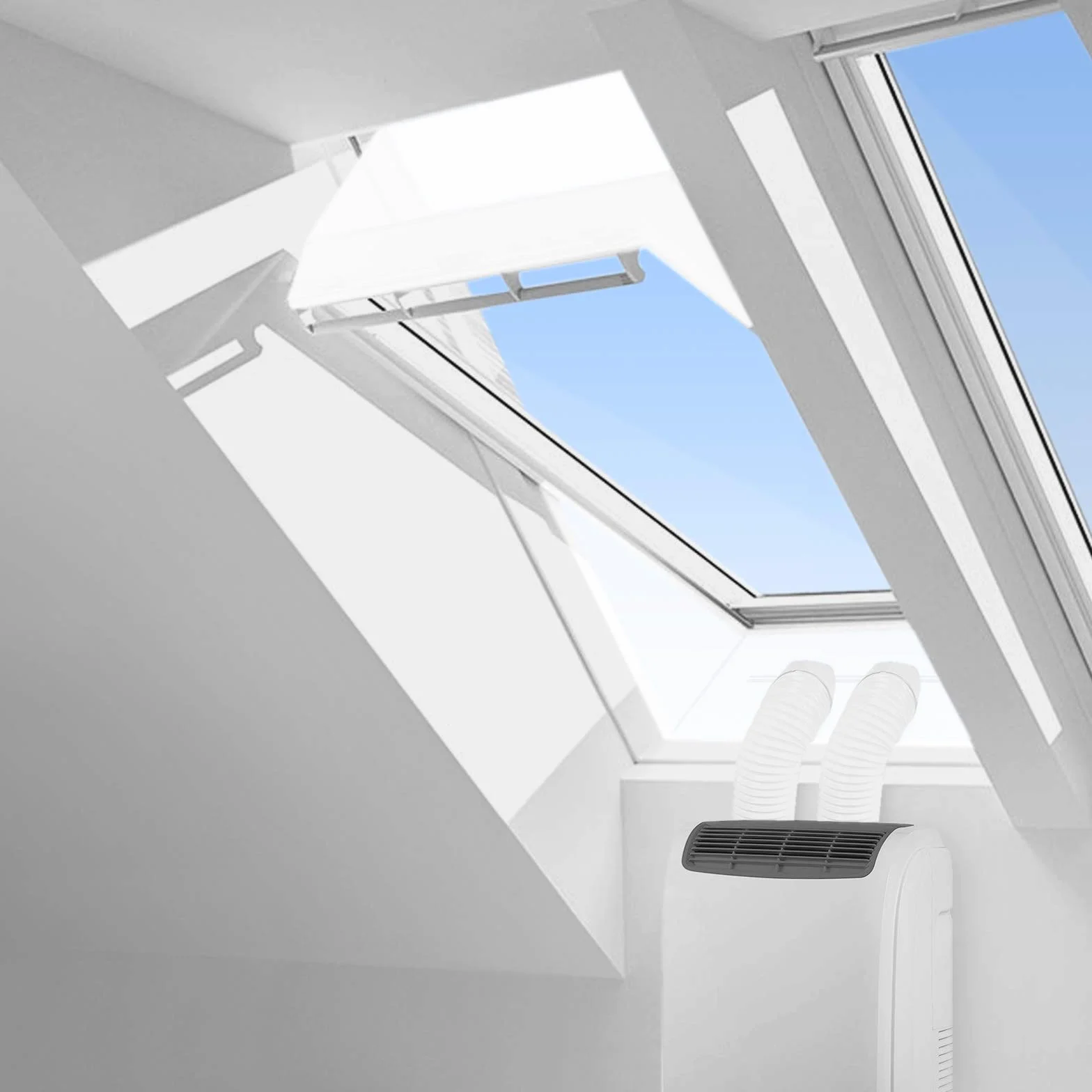 HOOMEE Aislante de Ventanas de Techo Pivotante Central 230 cm x 2 para Aire Acondicionado Portátil y Secadora