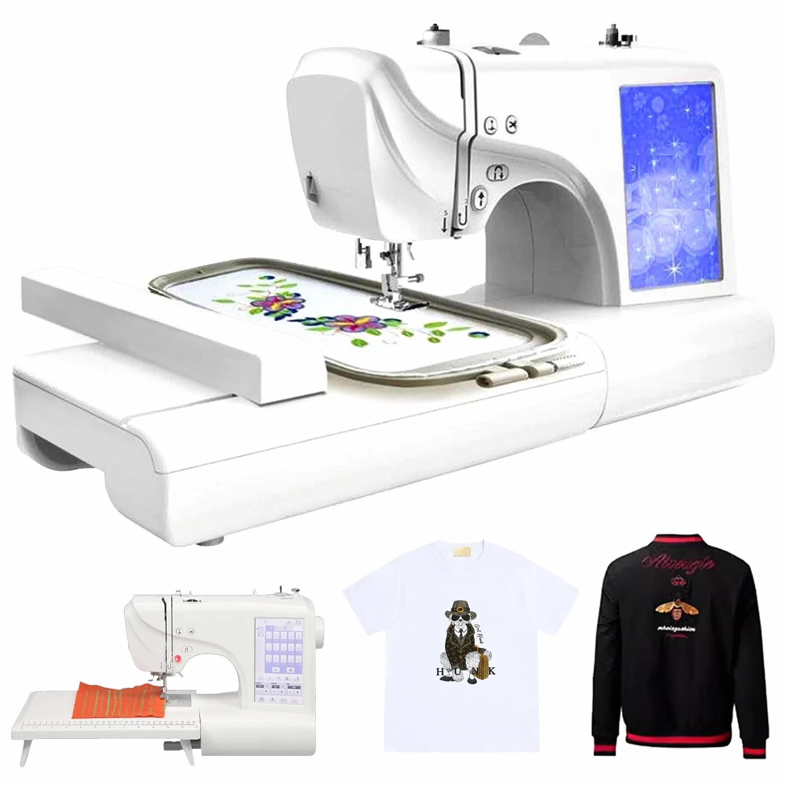 Máquina De Coser Y Bordar Computarizada Para El Hogar, 132 Puntadas, 398 Diseños Integrados, Transferencia USB, Cambio De 11 Idiomas, Máquina De Bordar Con Pantalla Digital De 7 Pulgadas