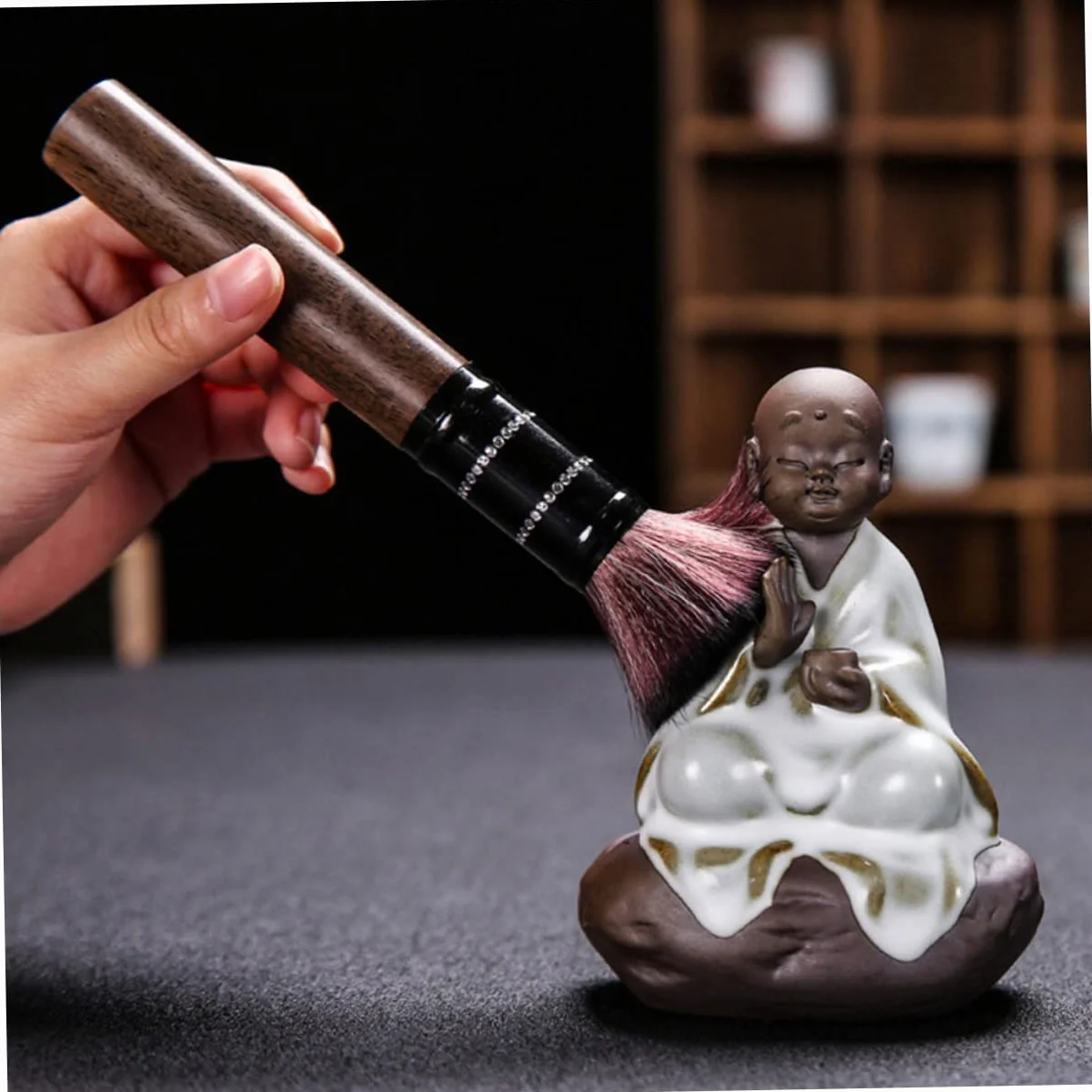 1juego Infusor De Té Cerámico Miniatura Diseño De Buda Accesorios Para Ceremonia Del Té Compacto y Ligero Para Decoración Del Hogar Para y Uso Personal
