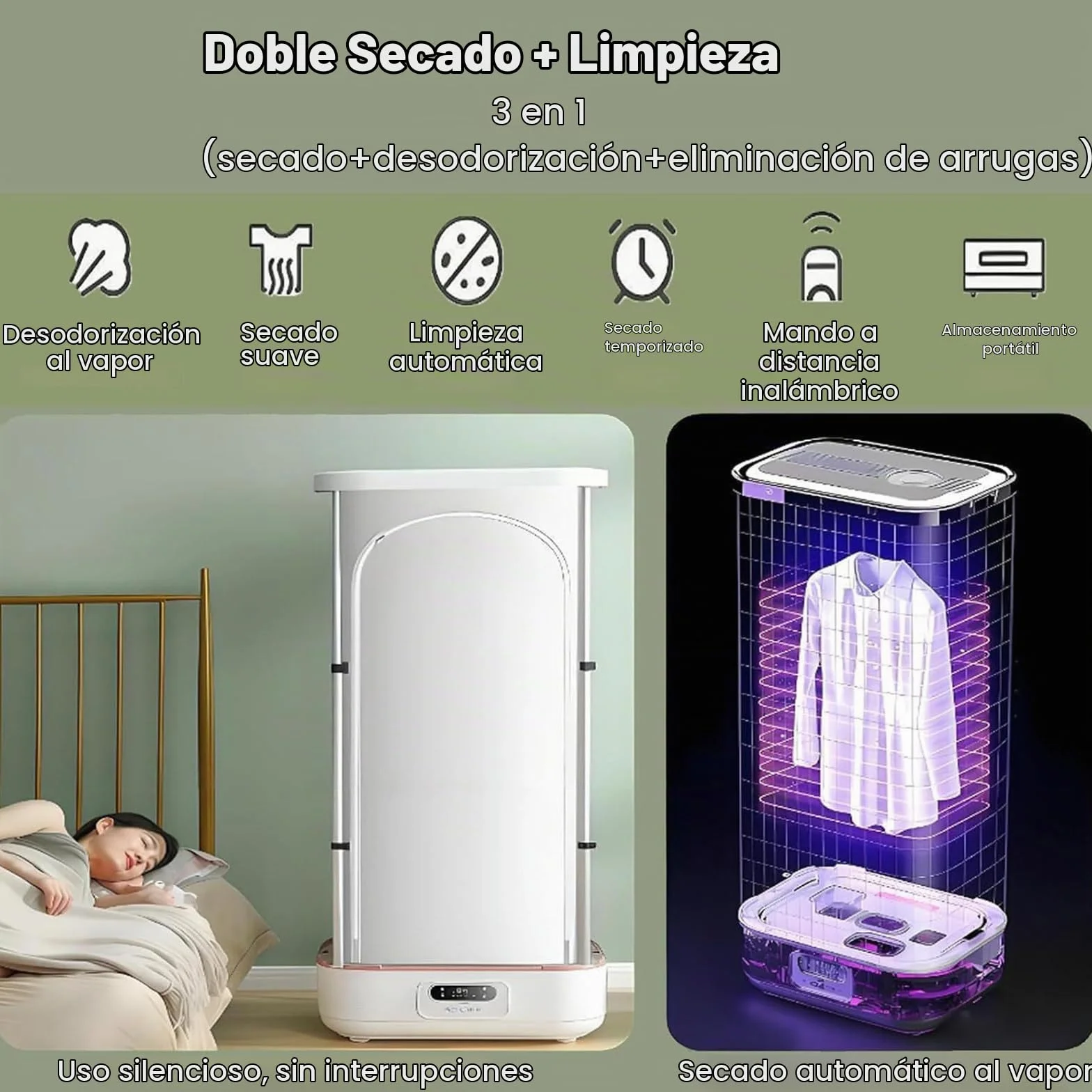Plancha de Vapor Vertical Inalámbrica Automática de 900 W, Vaporizador Plegable y Secadora de Ropa, Máquina para Planchar Ropa y Quitar Arrugas, para Ropa y Telas