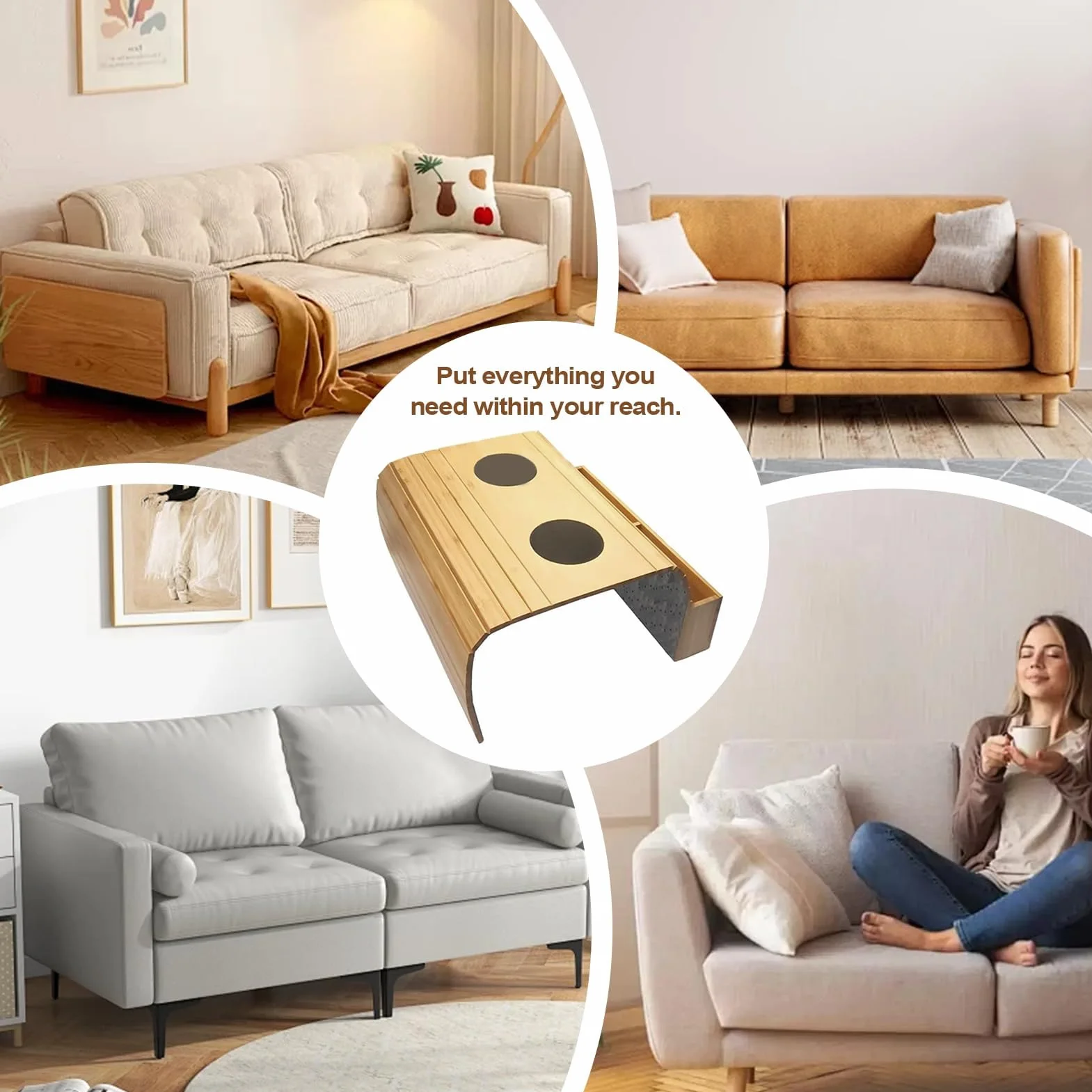 Mesa con reposabrazos para sofá, mesa plegable duradera para aperitivos y bebidas, para sala de estar, ideal para bebidas, aperitivos y comodidad
