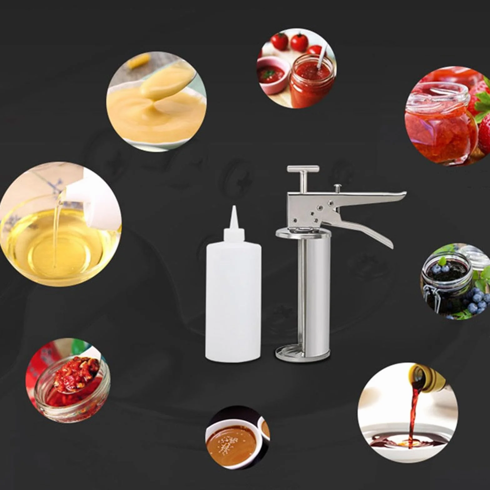 Dispensador de salsa de acero inoxidable fácil de usar para cocineros caseros, aplicación precisa de condimentos, aplicador de crema de cocina, accesorio de restaurante