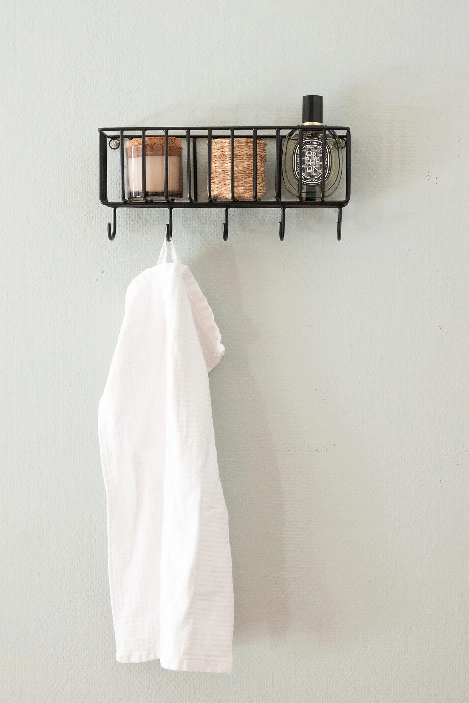Cesta de almacenamiento Fynn con gancho negro de 30 x 13 cm, soporte para utensilios de cocina, estante para especias
