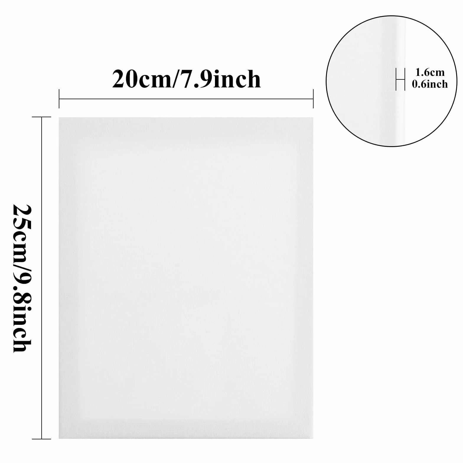 SHUESS 20 lienzos en blanco para pintar, 20 x 25 cm, pequeños tableros de lienzo preestirados para arte, pintura acrílica y acuarela, 1,6 cm de grosor