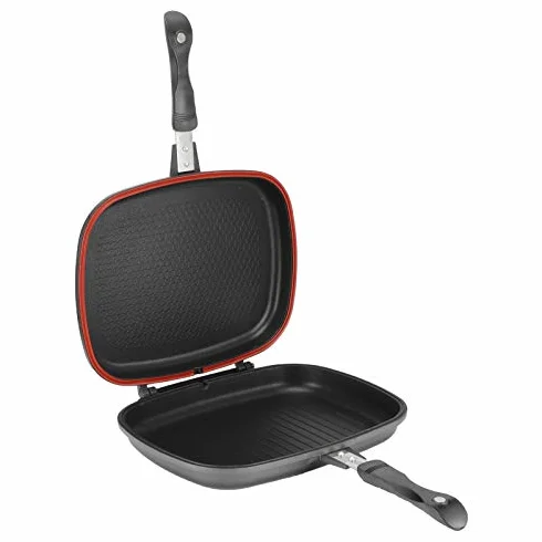 Sartén de doble cara portátil con mango antiquemaduras, suministros de cocina, olla de 32 cm, excesiva, la mejor sartén de aluminio adecuada para C