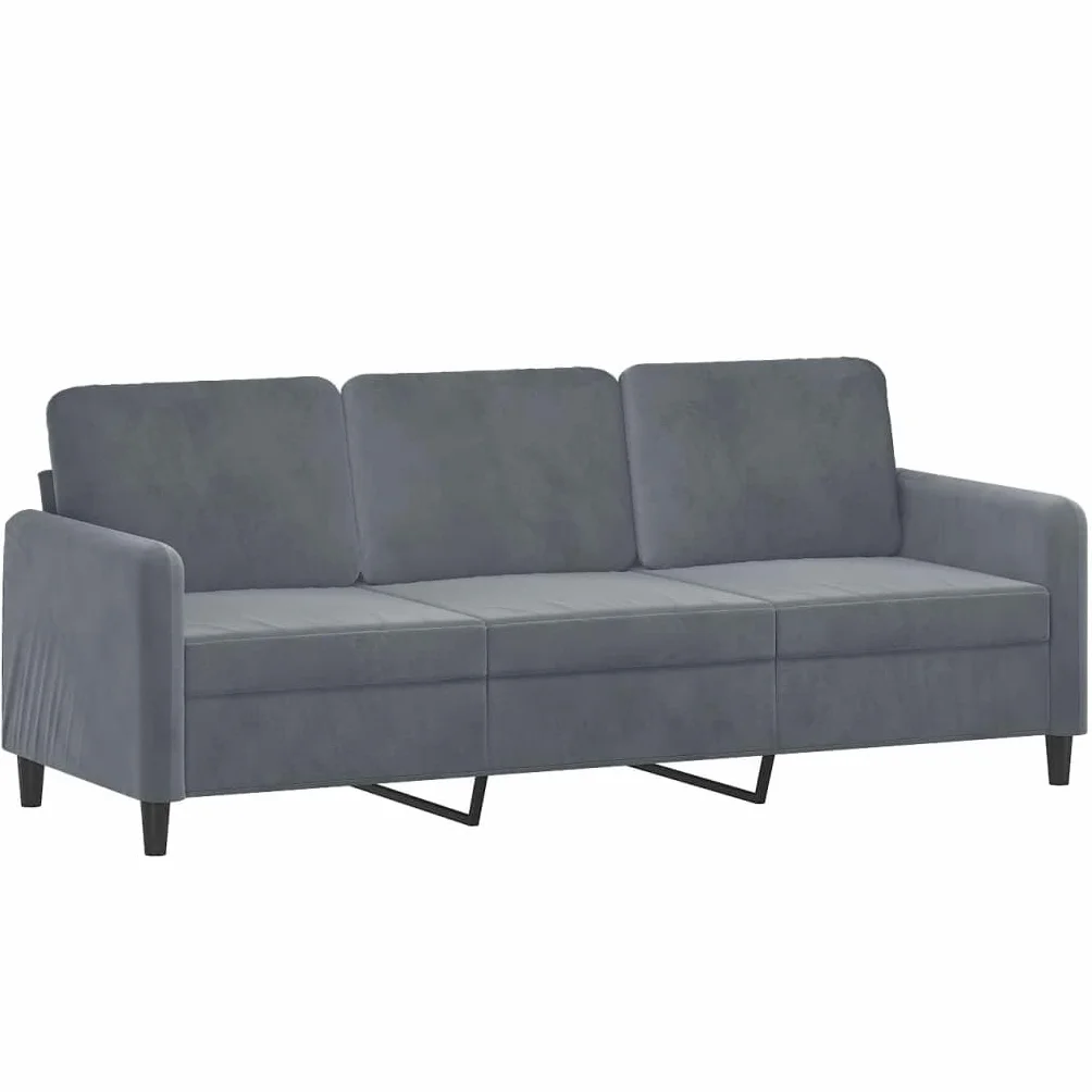 IKAYAA Sofá de 3 Plazas con Taburete Patas de Madera Sofá de Salon de Terciopelo Sofá Chaise Longue Moderno para Salon Oficina 180 cm Gris Oscuro 3032130_es
