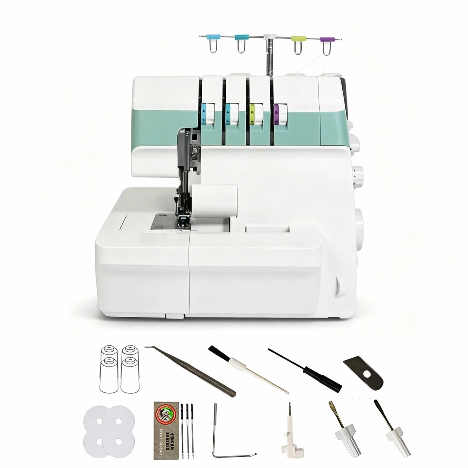 Máquina de coser for principiantes, máquina de coser eléctrica portátil | 4 programas de puntada, luz LED, doble velocidad, pedal y enhebrador automático for reparaciones de ropa en el hogar