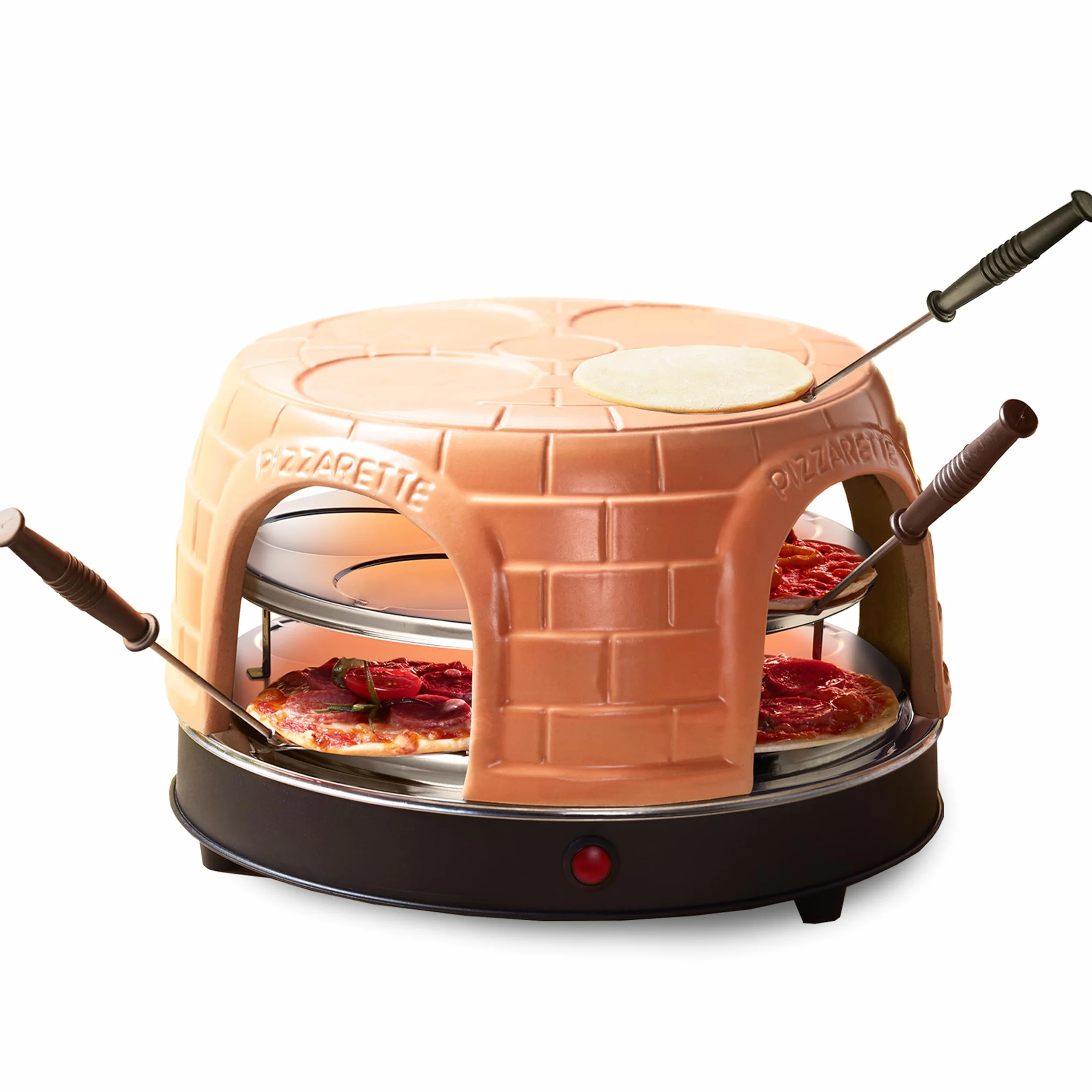 Emerio Hornillo de pizza PIZZARETTE el original, hecho a mano, diseño patentado, para mini pizza, diversión familiar para 8 personas, PO-116124.1