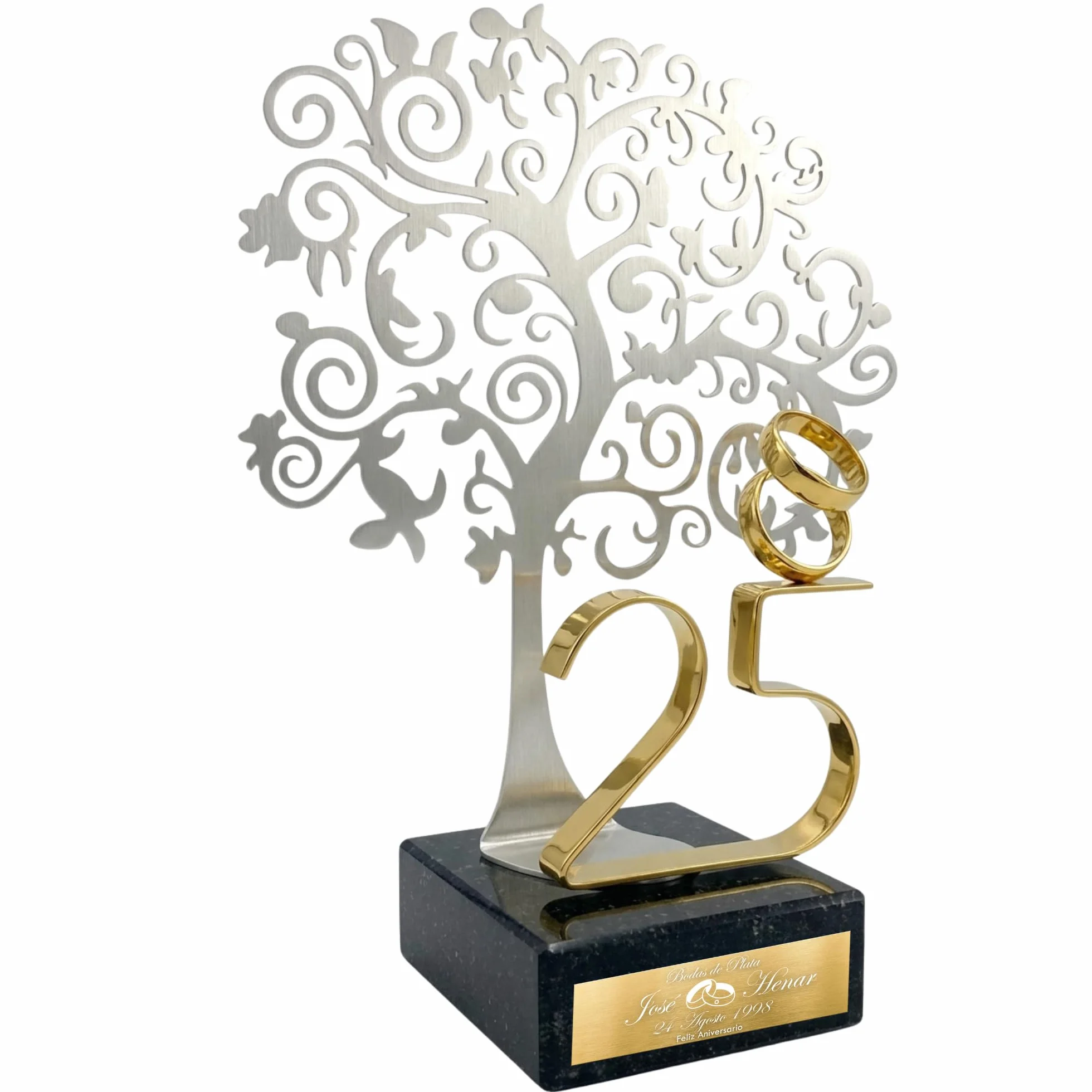 JOYERIA EL FARO | Grabado Personalizado | Presentación en Estuche Premium | Celebra vuestros años de Amor Juntos (25 Aniversario, 22 x 19 cm)