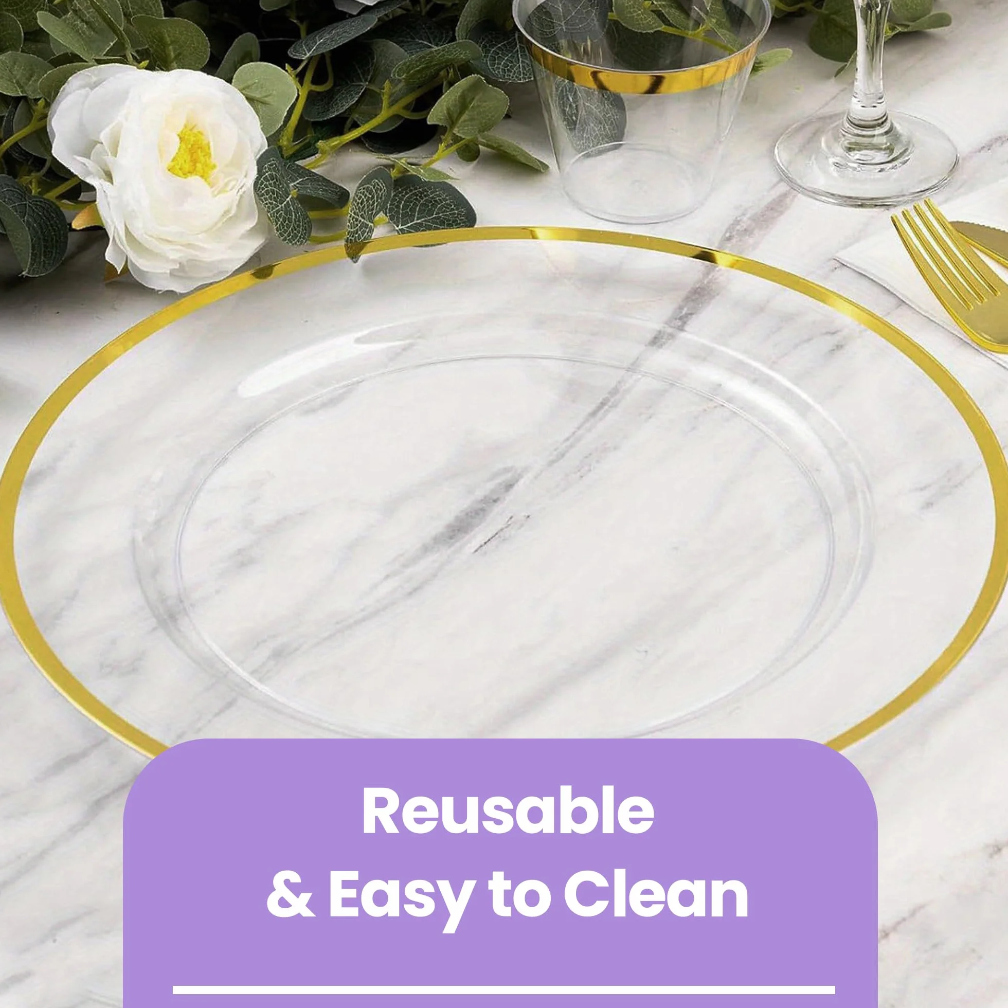 Plato de carga de vidrio con borde dorado de 33 cm, impresionante decoración de mesa de comedor para bodas, aniversarios, cumpleaños y eventos, elegante vajilla de fiesta para catering, comedor, 16