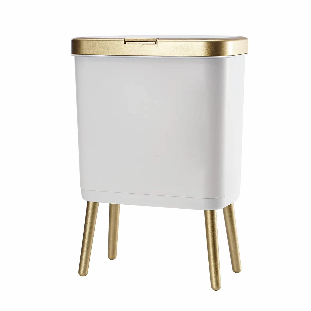 Procade Cubo de basura con tapa 15 litros dorado plástico baño