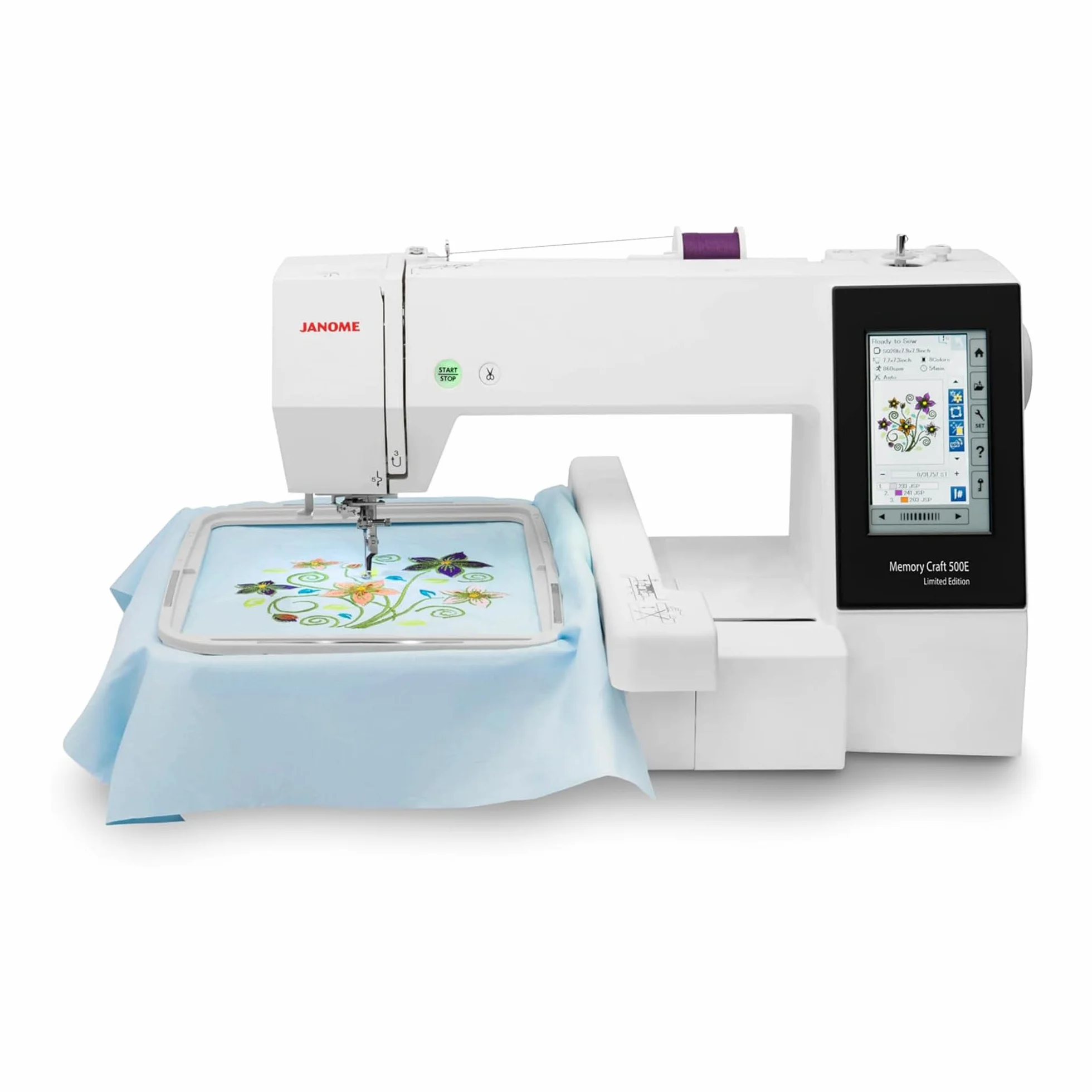 Janome Máquina de Bordar Memory Craft 500E con Pantalla Táctil a Color, 160 Diseños Integrados, Tamaño Máximo de Bordado 7.9 x 11 Pulgadas, 20 cm x 28 cm.