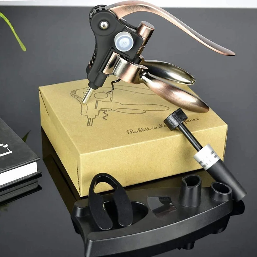 Sacacorchos de vino profesional, palanca manual ergonómica, estilo conejo