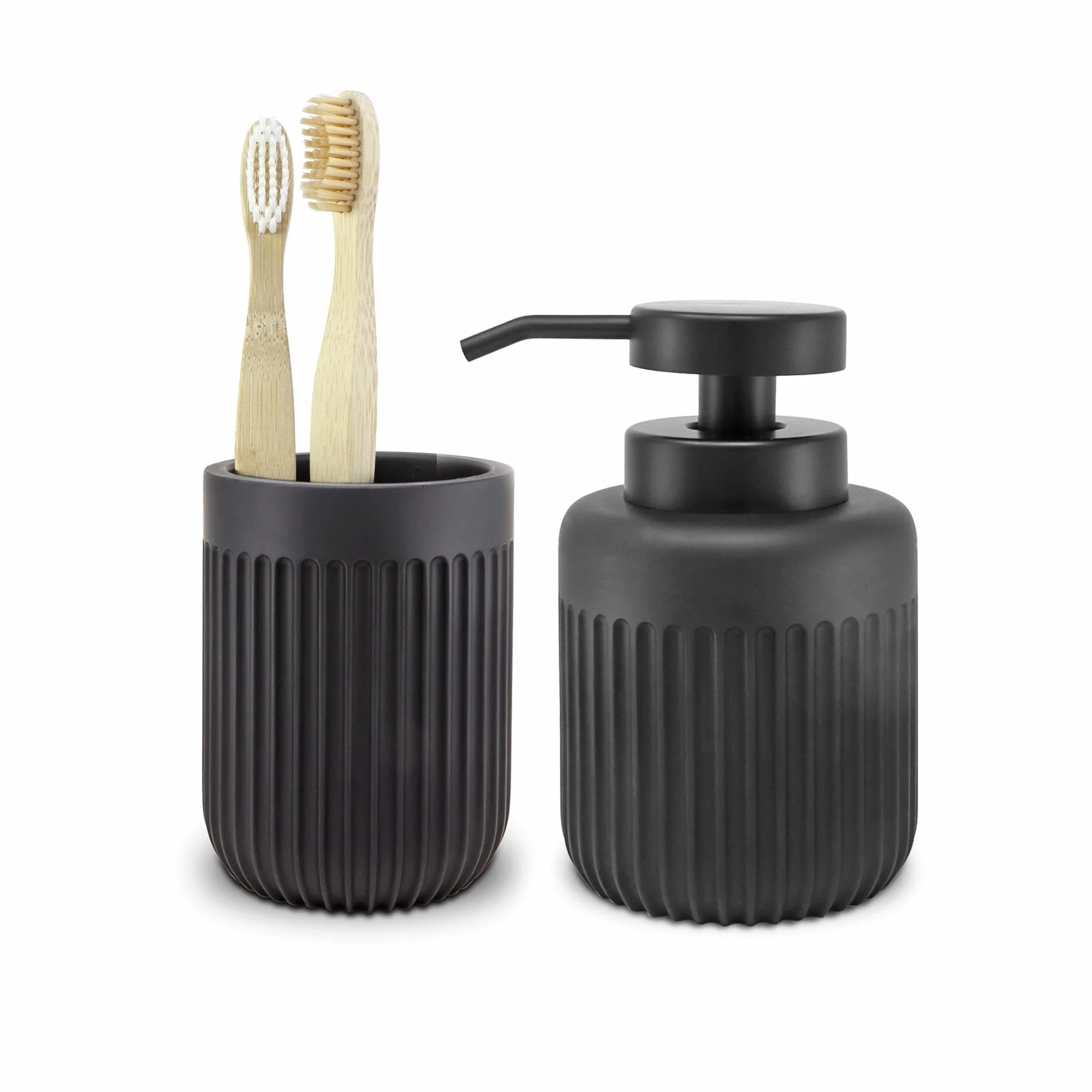 Vaso Cepillo Dientes Serie Urban Negro Mate Resina 7.2 cm x 9.7 cm